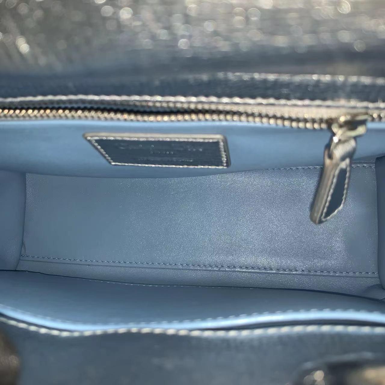 Lady Dior Small My Abcdior Cannage Leather Silver with Strap 6