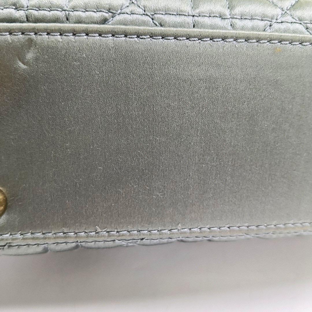 Lady Dior Small My AbcDior Grey Silk Handbag Crystal Charms For Sale 10