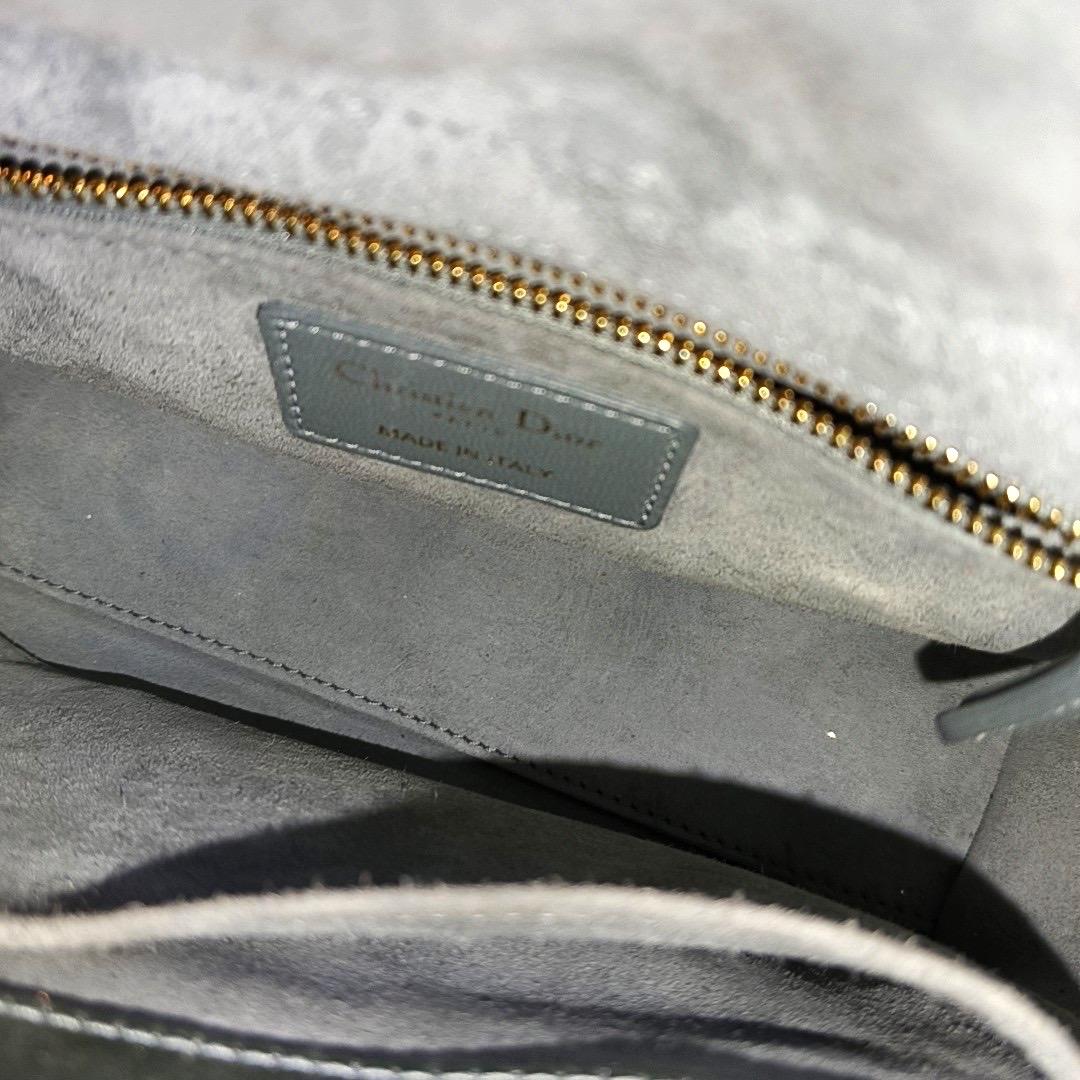 Lady Dior Small My AbcDior Grey Silk Handbag Crystal Charms For Sale 11