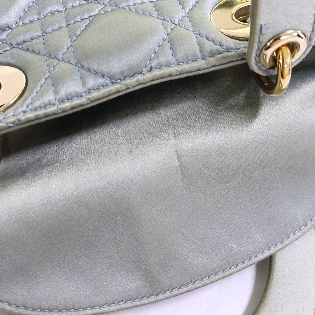 Lady Dior Small My AbcDior Grey Silk Handbag Crystal Charms For Sale 3