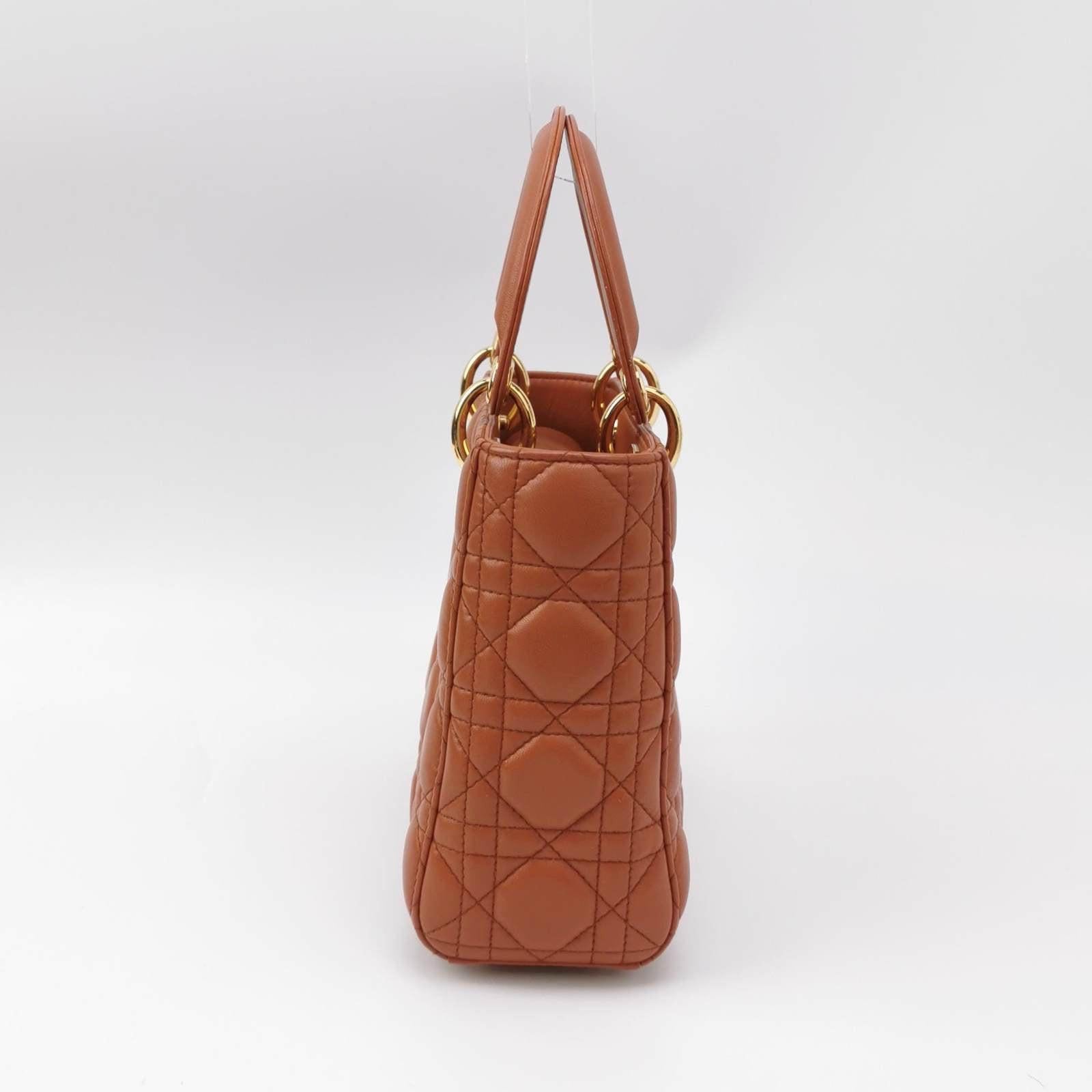 Lady Dior Small My Abcdior Orange Lambskin Cannage Leather In Good Condition In AUBERVILLIERS, FR