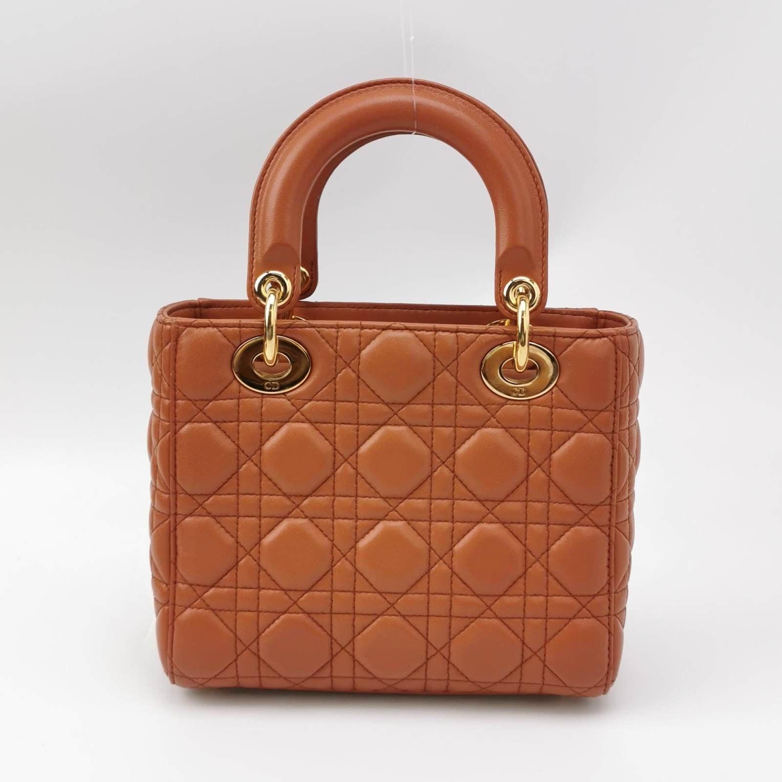 Women's Lady Dior Small My Abcdior Orange Lambskin Cannage Leather