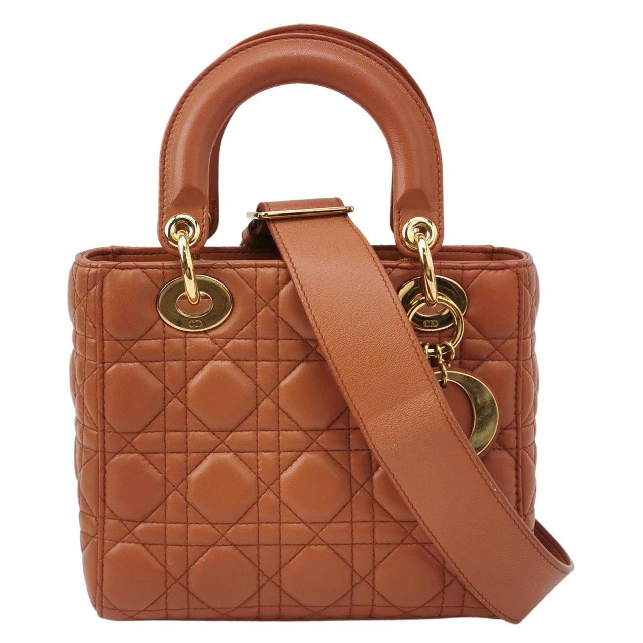 Lady Dior Small My Abcdior Orange Lambskin Cannage Leather