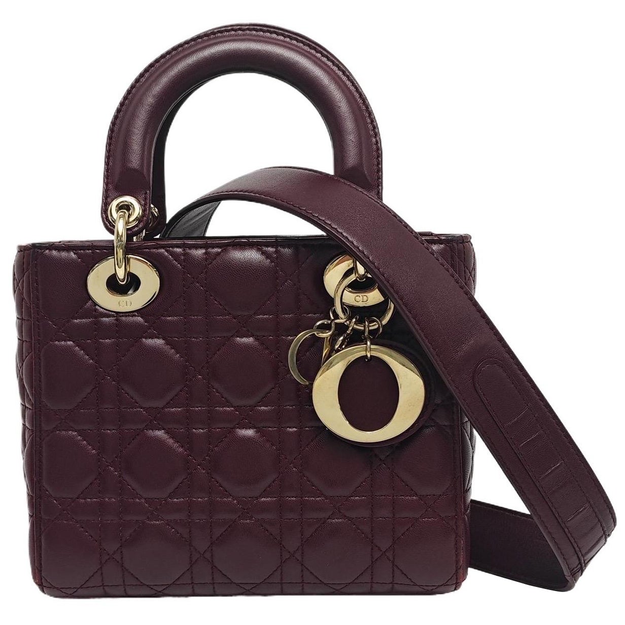 Lady Dior Small My Abcdior Purple Lambskin Cannage Leather Gold Hardware For Sale