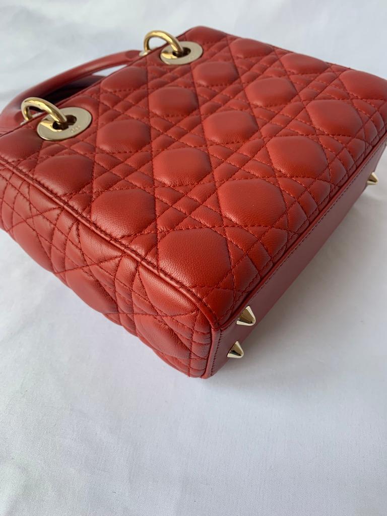 Lady Dior Small My Abcdior Red Lambskin Cannage Leather 5