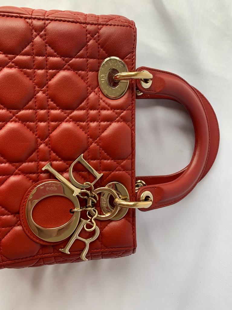 Lady Dior Small My Abcdior Red Lambskin Cannage Leather 9