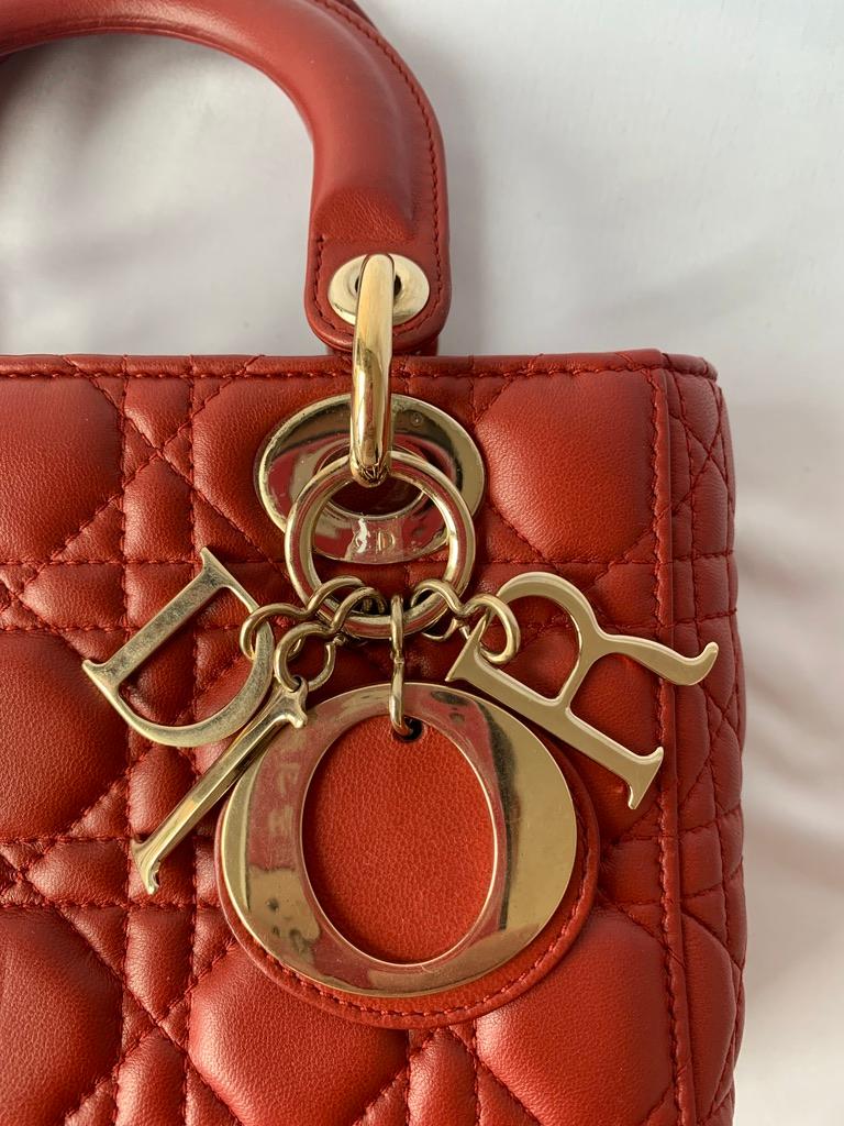 Lady Dior Small My Abcdior Red Lambskin Cannage Leather 10