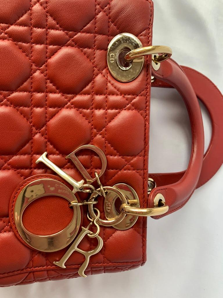 Lady Dior Small My Abcdior Red Lambskin Cannage Leather 11