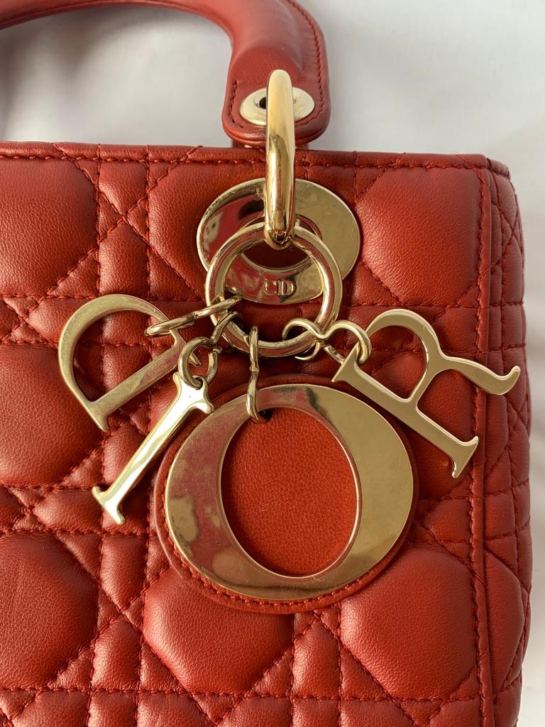 Lady Dior Small My Abcdior Red Lambskin Cannage Leather 12