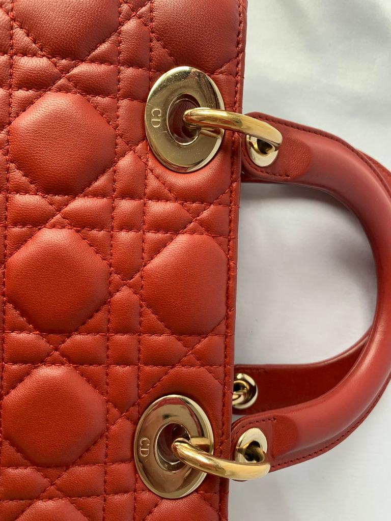 Lady Dior Small My Abcdior Red Lambskin Cannage Leather 13