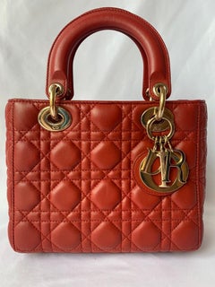 Lady Dior Small My Abcdior Red Lambskin Cannage Leather