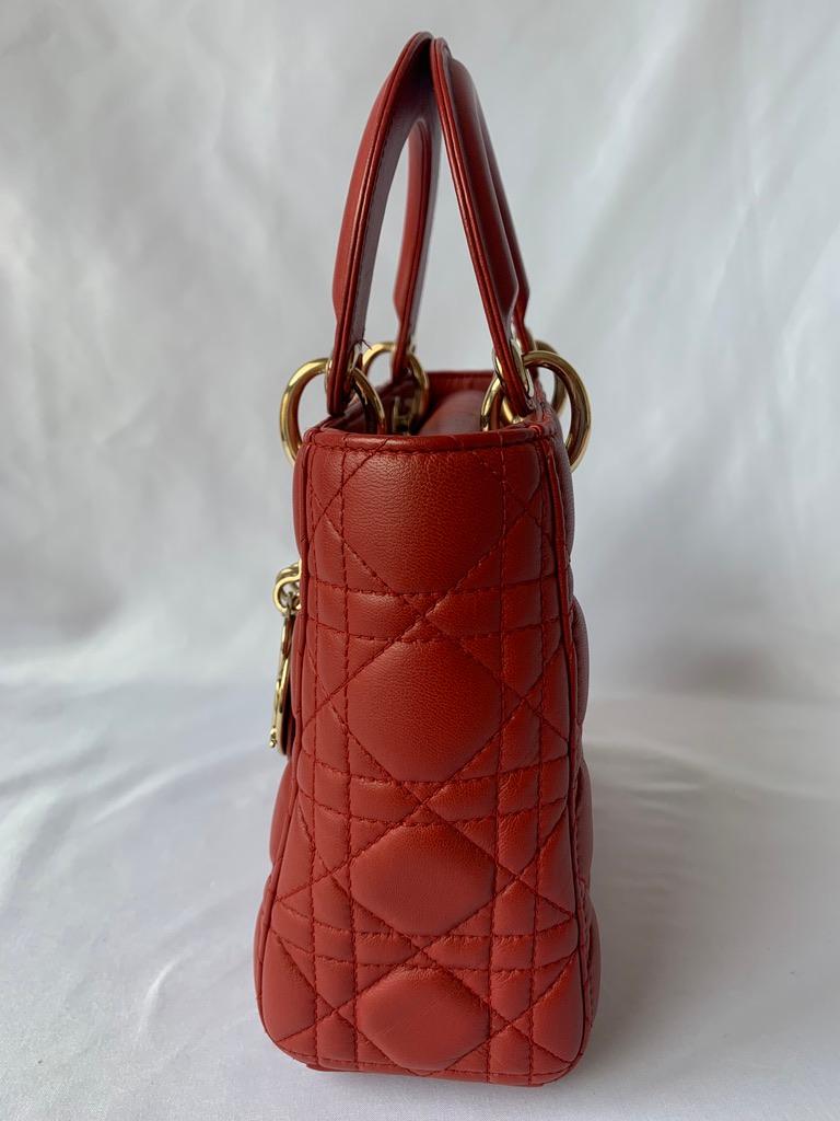Women's Lady Dior Small My Abcdior Red Lambskin Cannage Leather