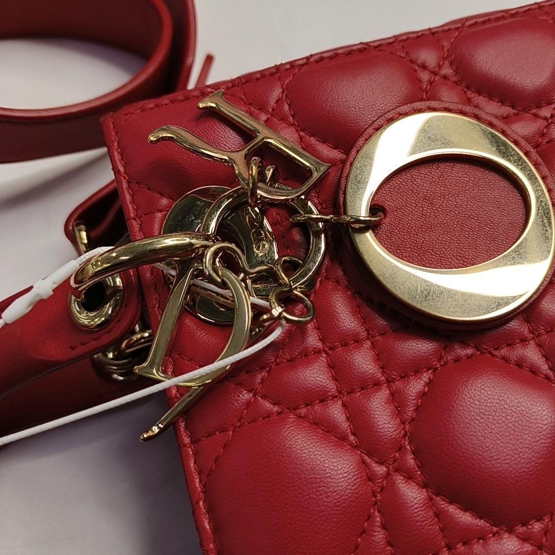 Lady Dior Small My Abcdior Red Lambskin Cannage Leather Gold Hardware 6