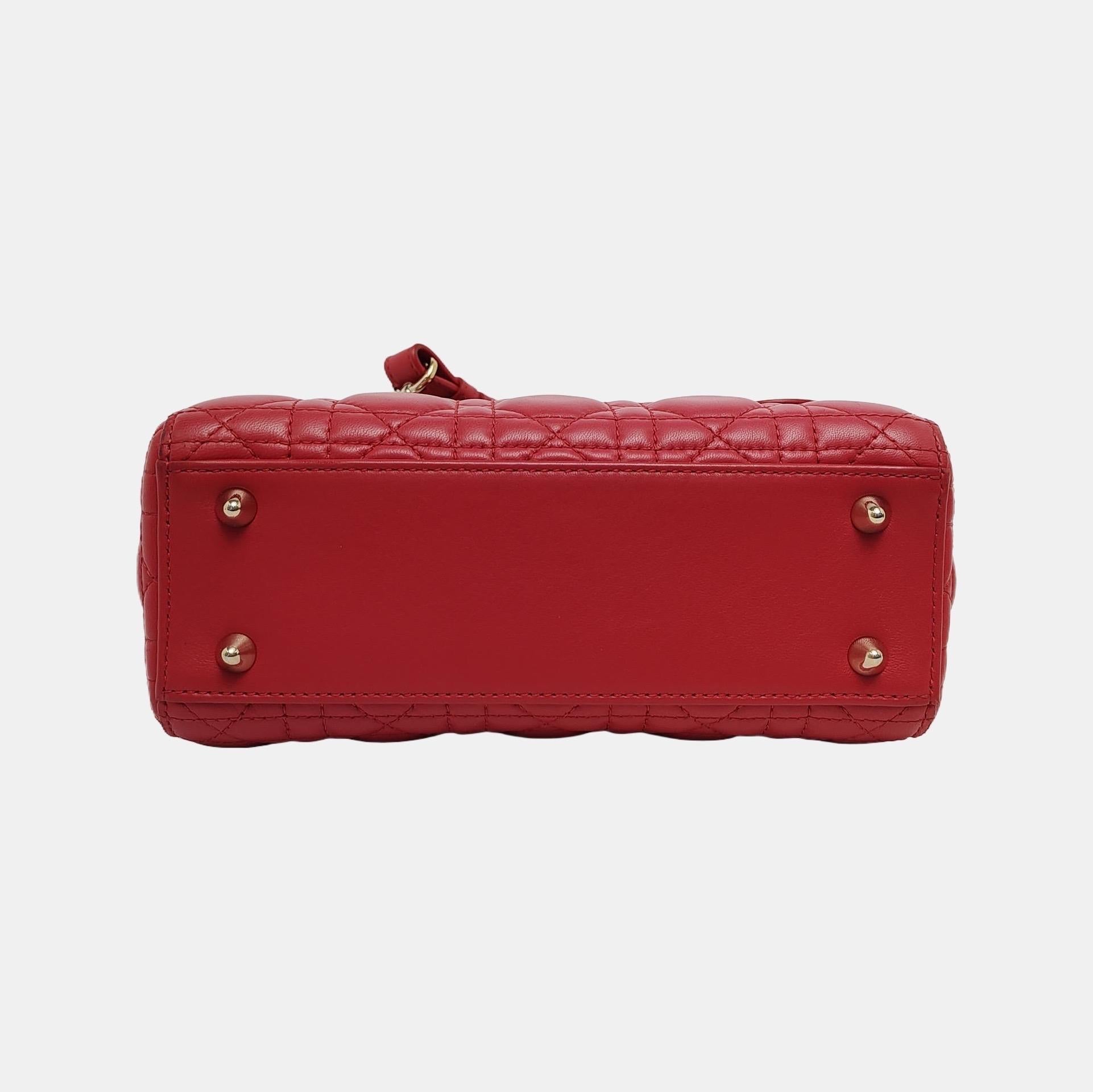 Lady Dior Small My Abcdior Red Lambskin Cannage Leather Gold Hardware 1