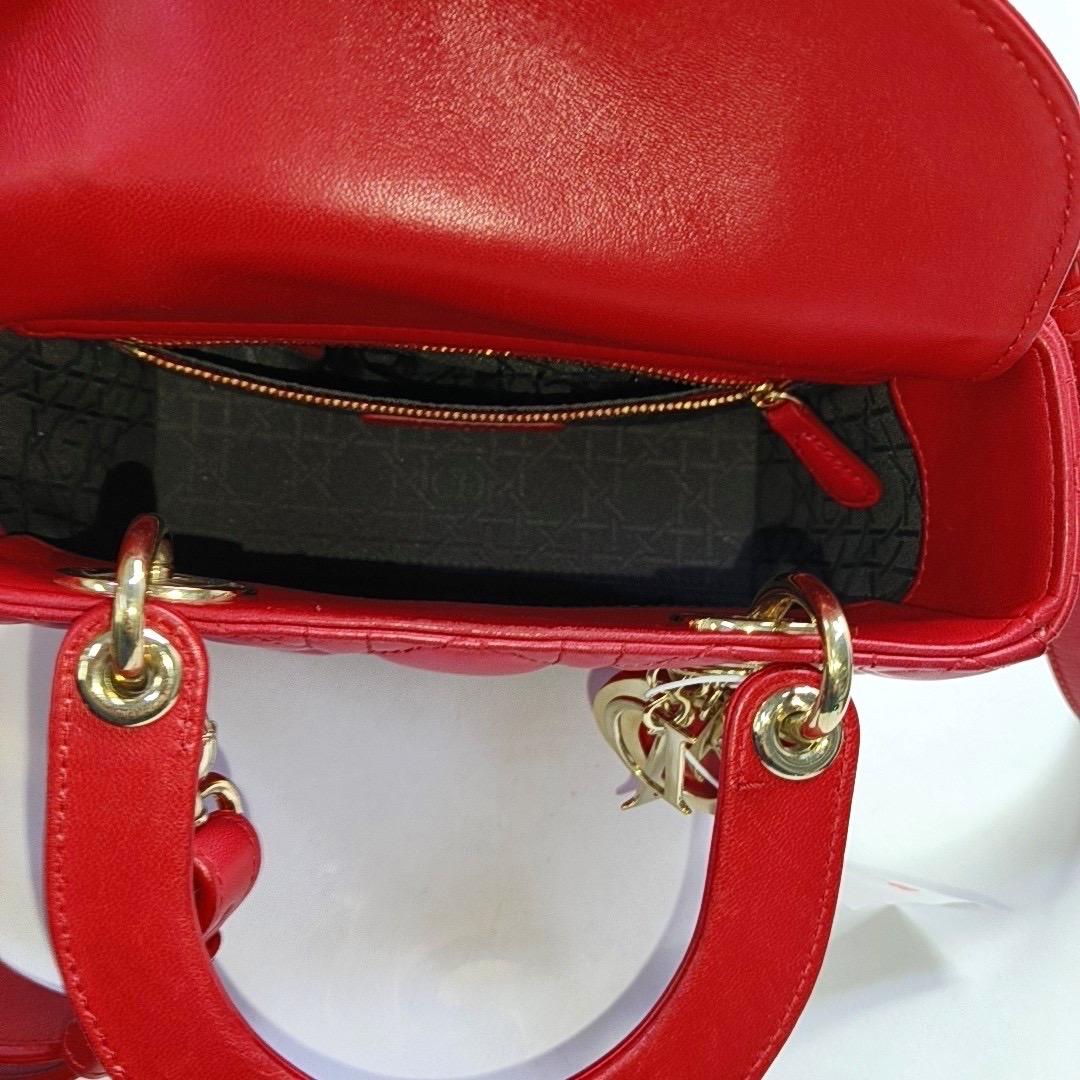 Lady Dior Small My Abcdior Red Lambskin Cannage Leather Gold Hardware 2