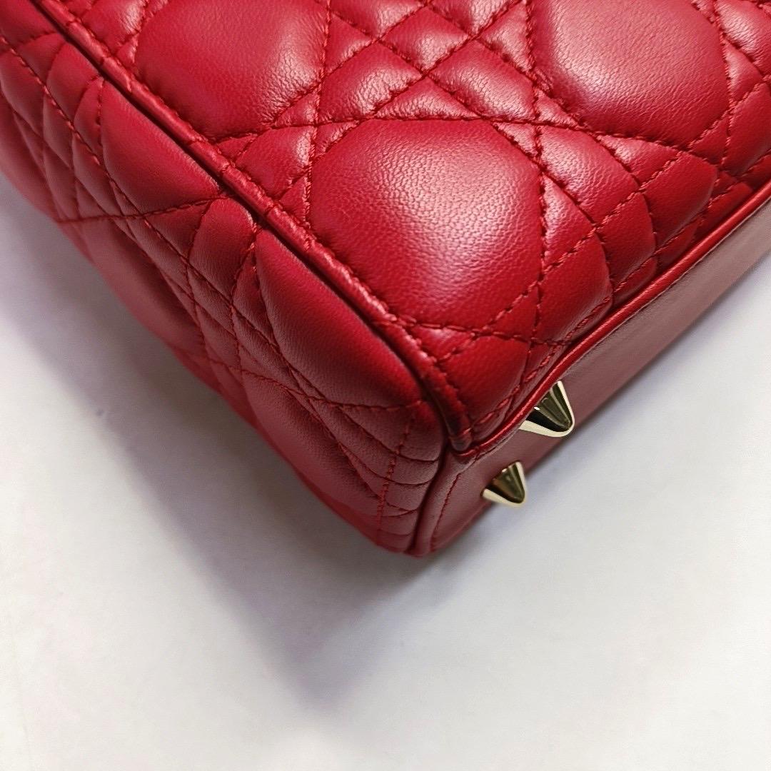 Lady Dior Small My Abcdior Red Lambskin Cannage Leather Gold Hardware 5