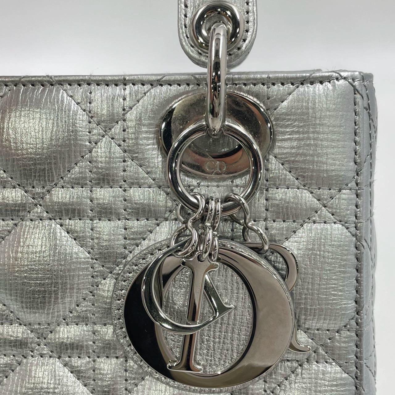 Lady Dior Small My Abcdior Argento in pelle d'agnello 2016 in vendita 11