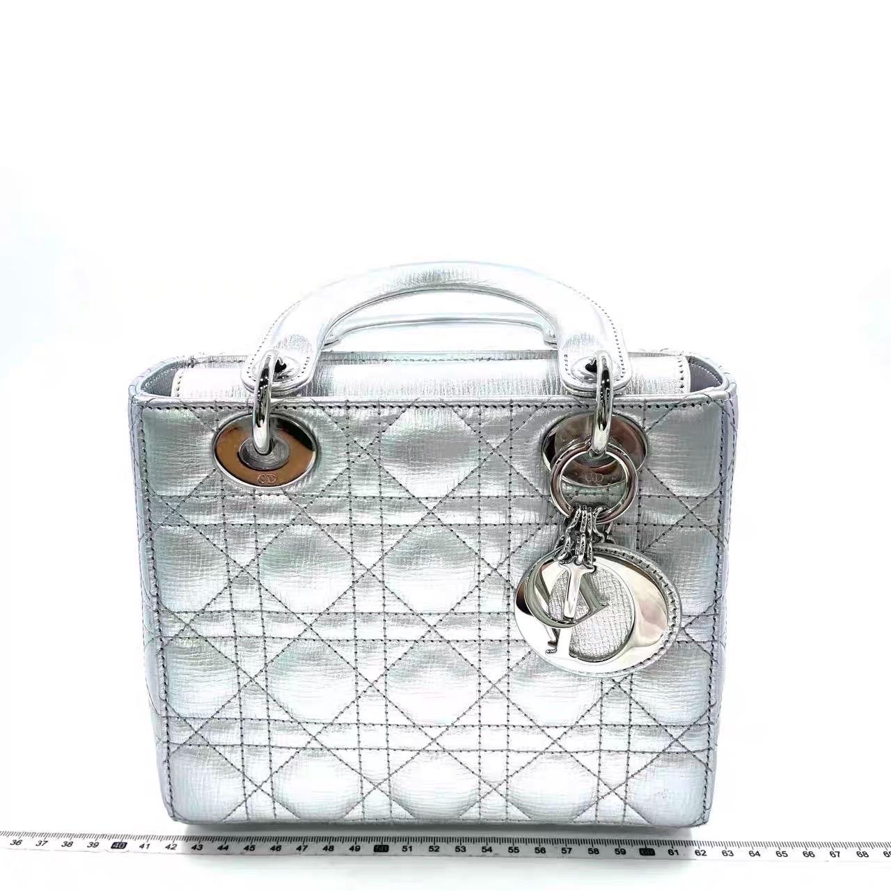 Lady Dior Small My Abcdior Argento in pelle d'agnello 2016 In condizioni ottime in vendita a AUBERVILLIERS, FR