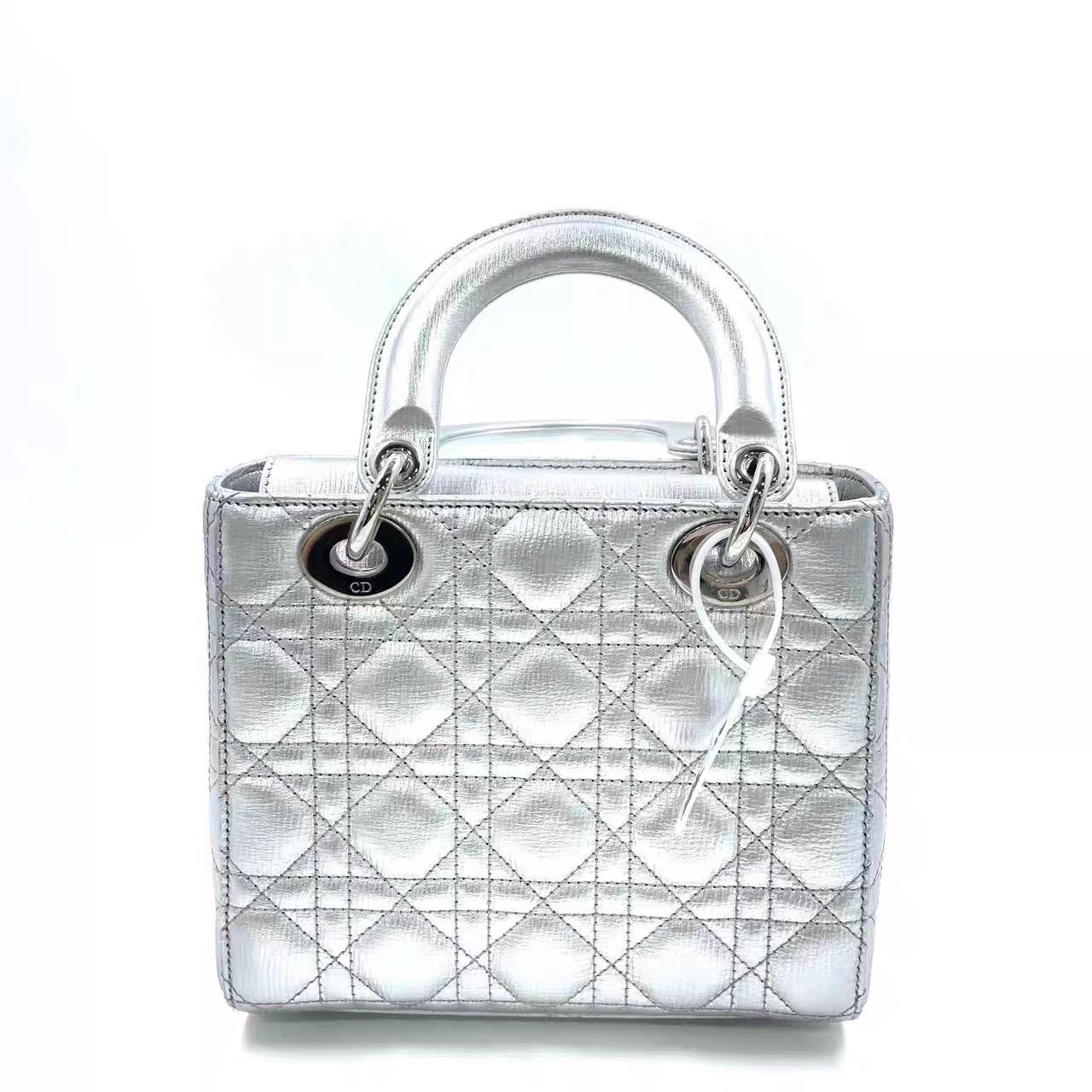 Donna Lady Dior Small My Abcdior Argento in pelle d'agnello 2016 in vendita