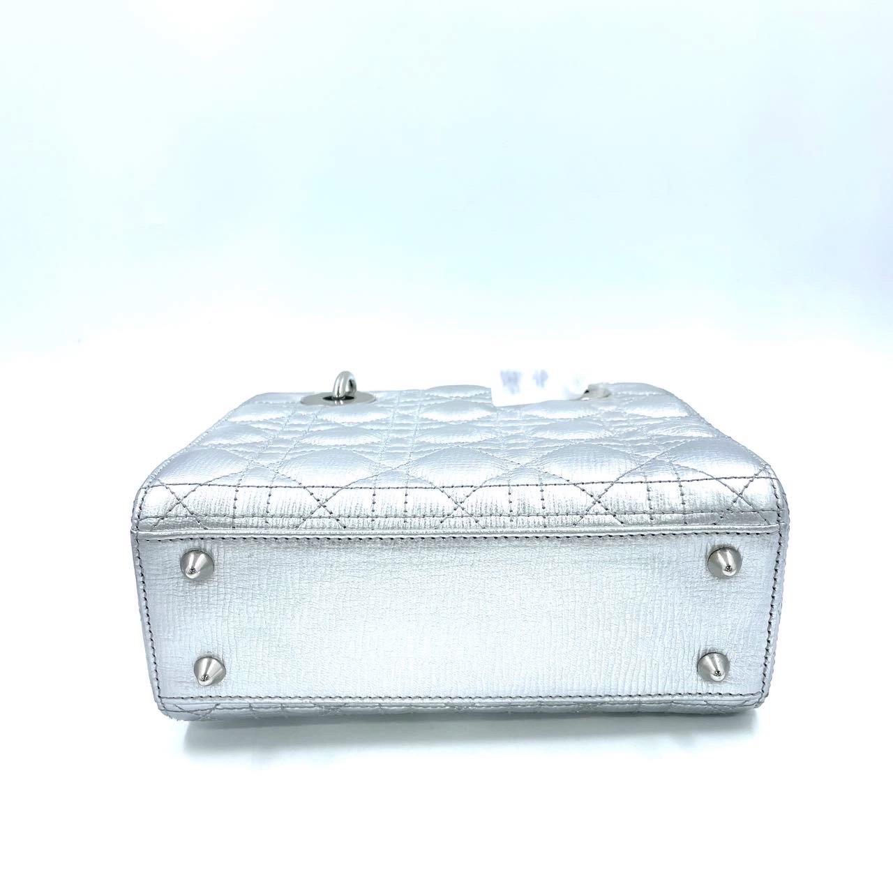 Lady Dior Small My Abcdior Argento in pelle d'agnello 2016 in vendita 4