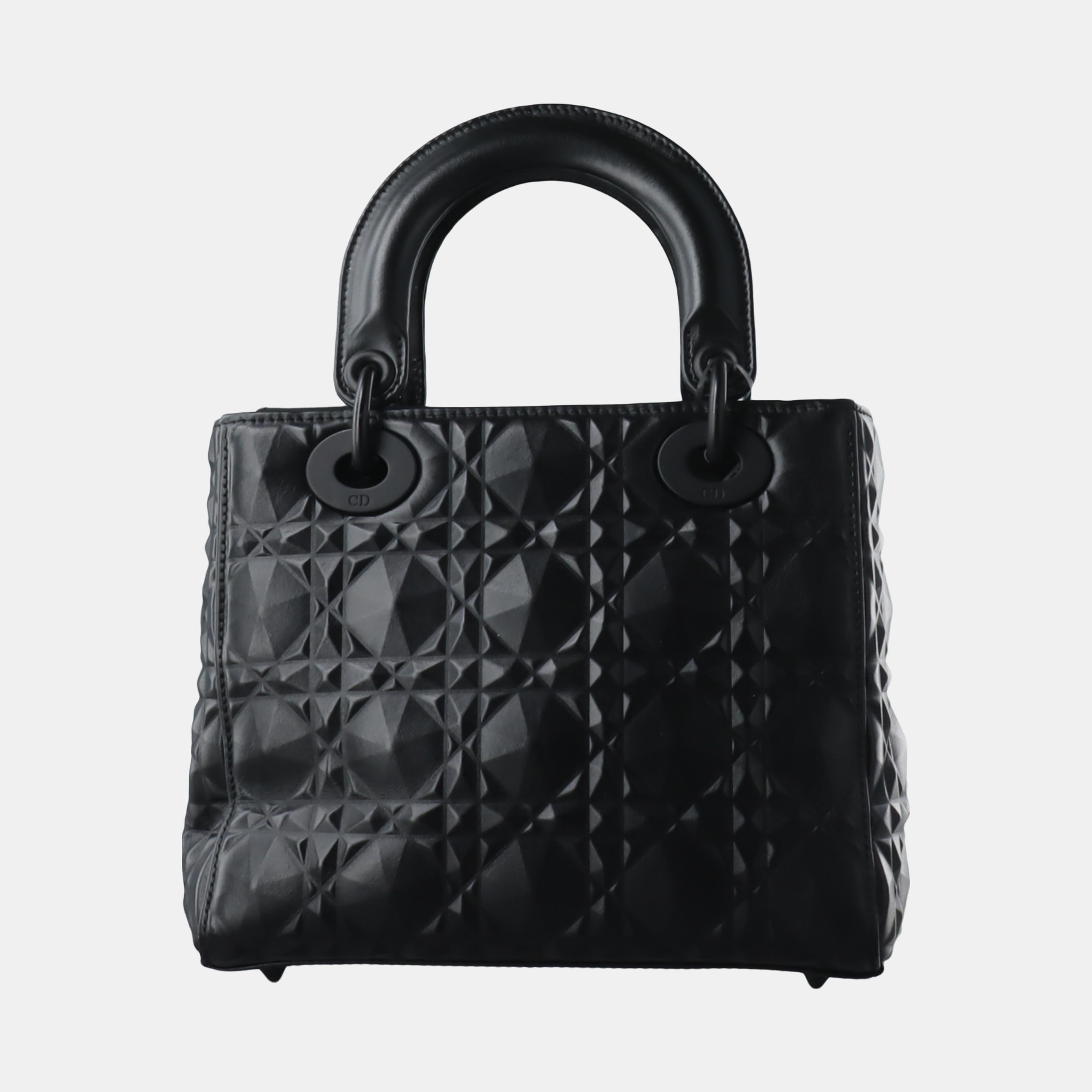 Lady Dior Small My Abcdior So Black Diamond Motif Caflskin Leather In Good Condition In AUBERVILLIERS, FR