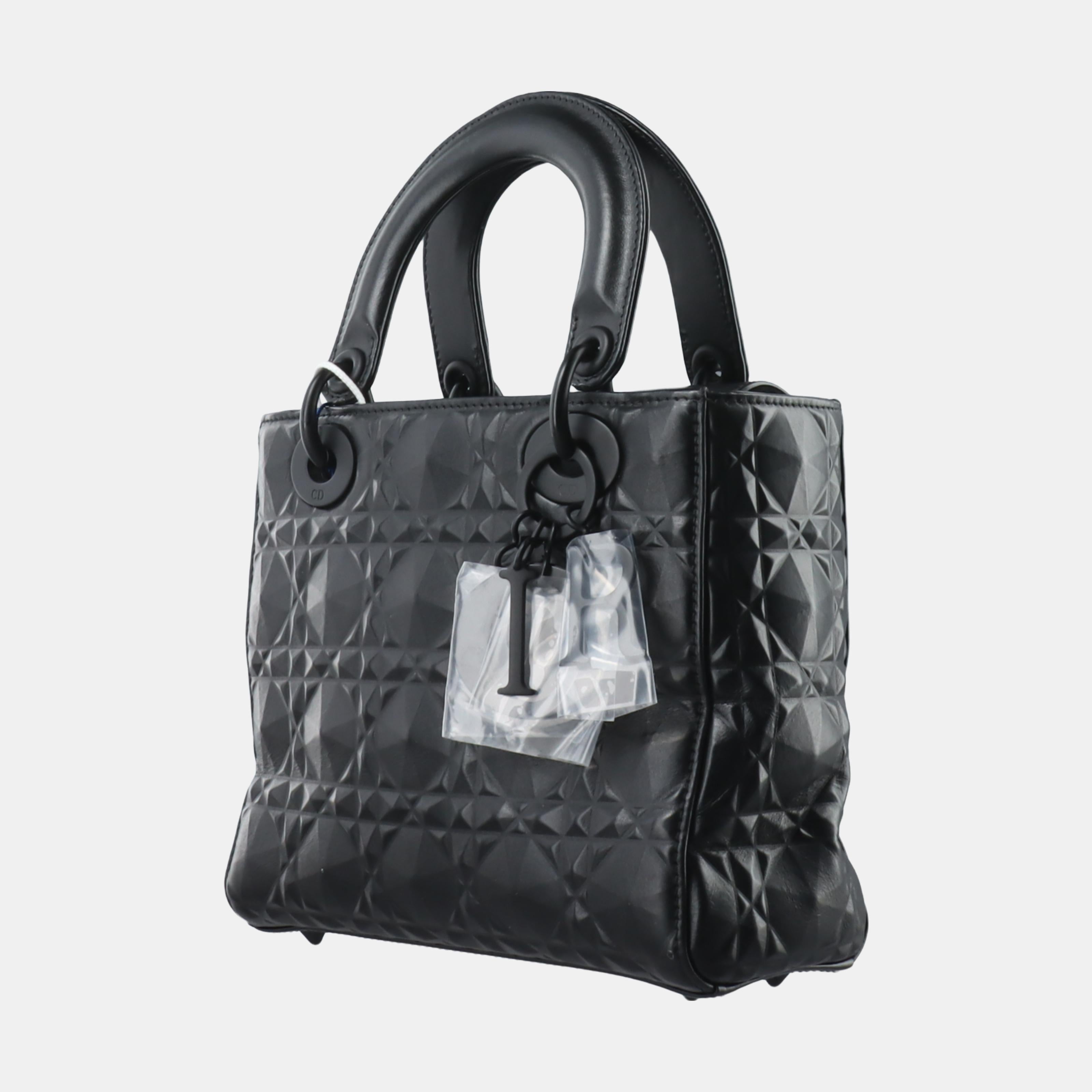 Lady Dior Small My Abcdior So Black Diamond Motif Caflskin Leather 1
