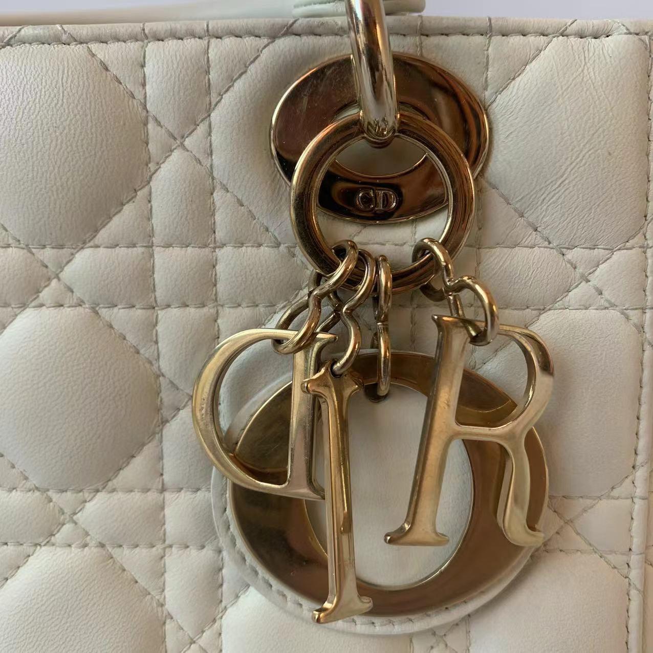 Lady Dior Small My Abcdior White Ecru Lambskin Cannage Leather 6