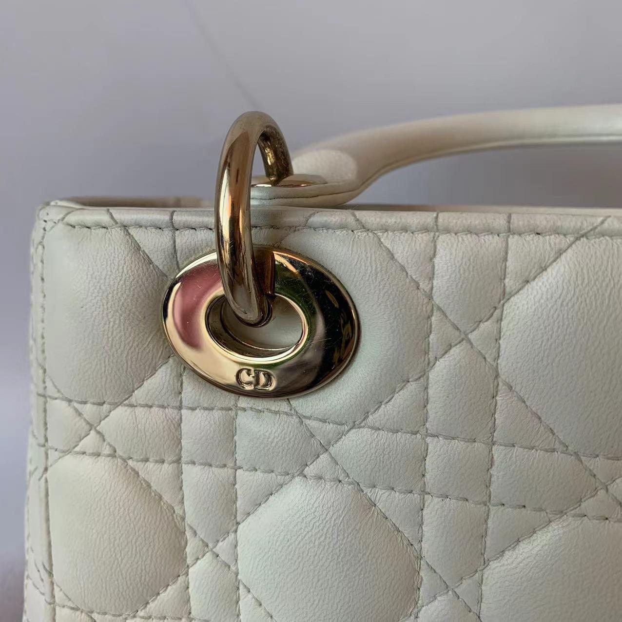 Lady Dior Small My Abcdior White Ecru Lambskin Cannage Leather 7