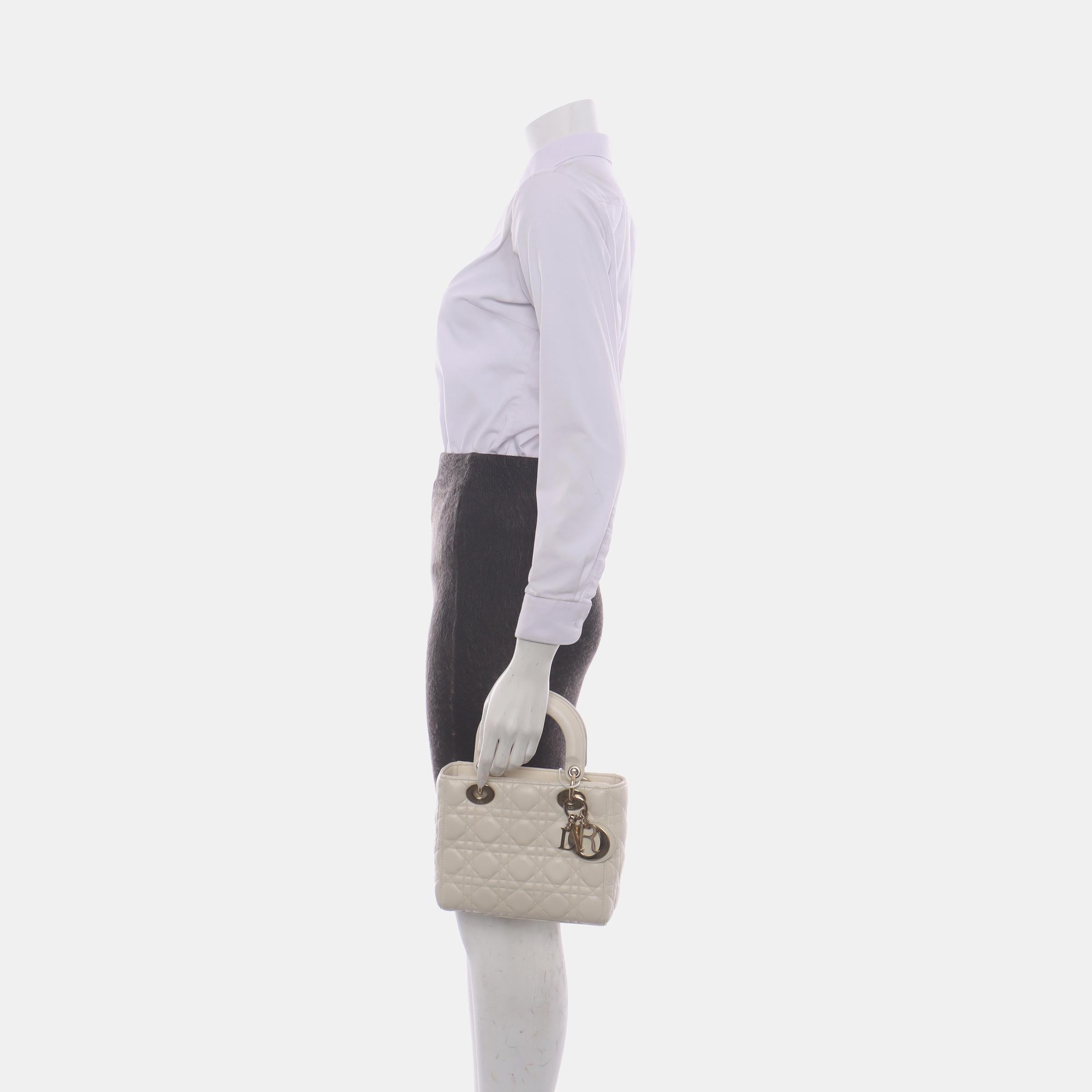 Lady Dior Small My Abcdior White Ecru Lambskin Cannage Leather 9