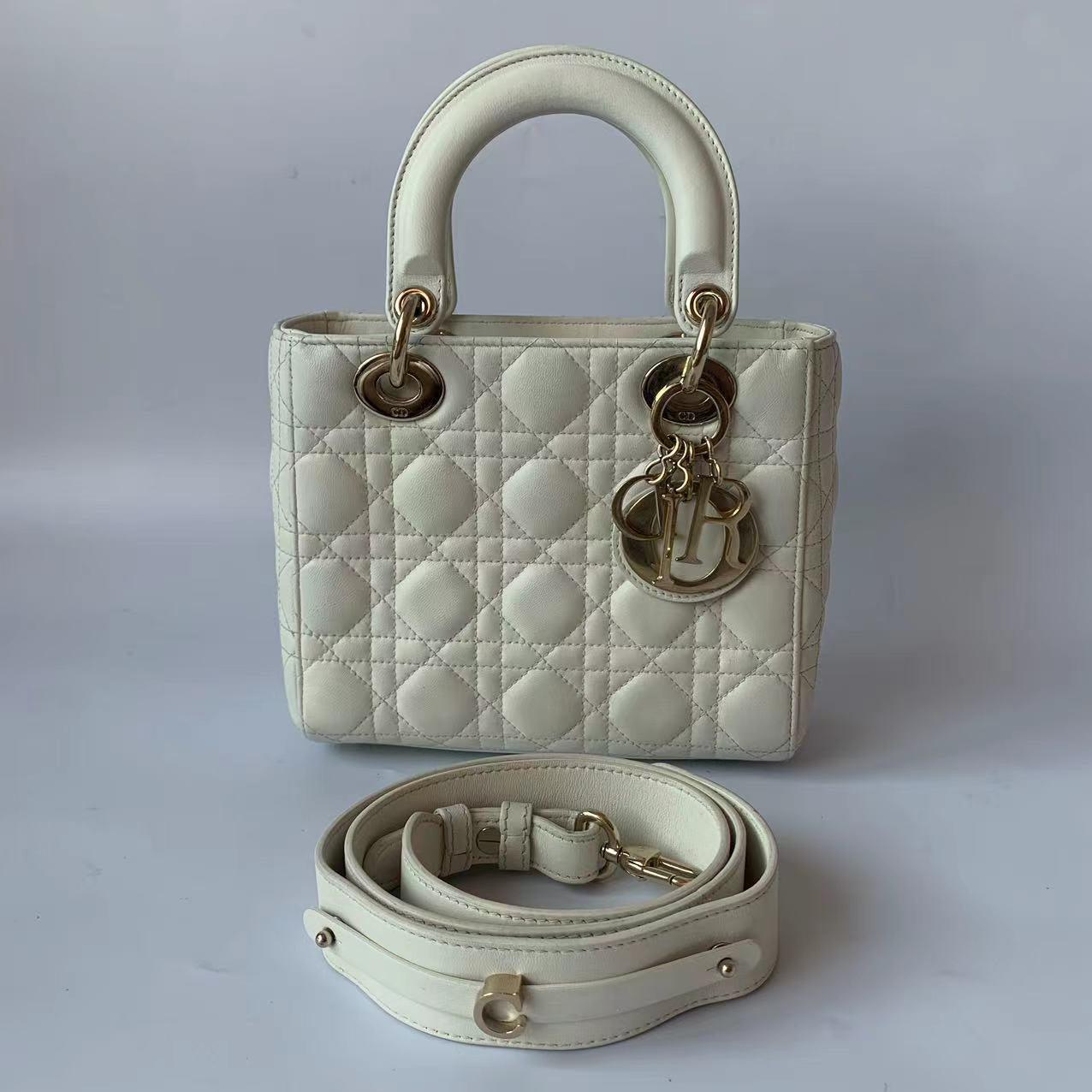Lady Dior Small My Abcdior White Ecru Lambskin Cannage Leather 11