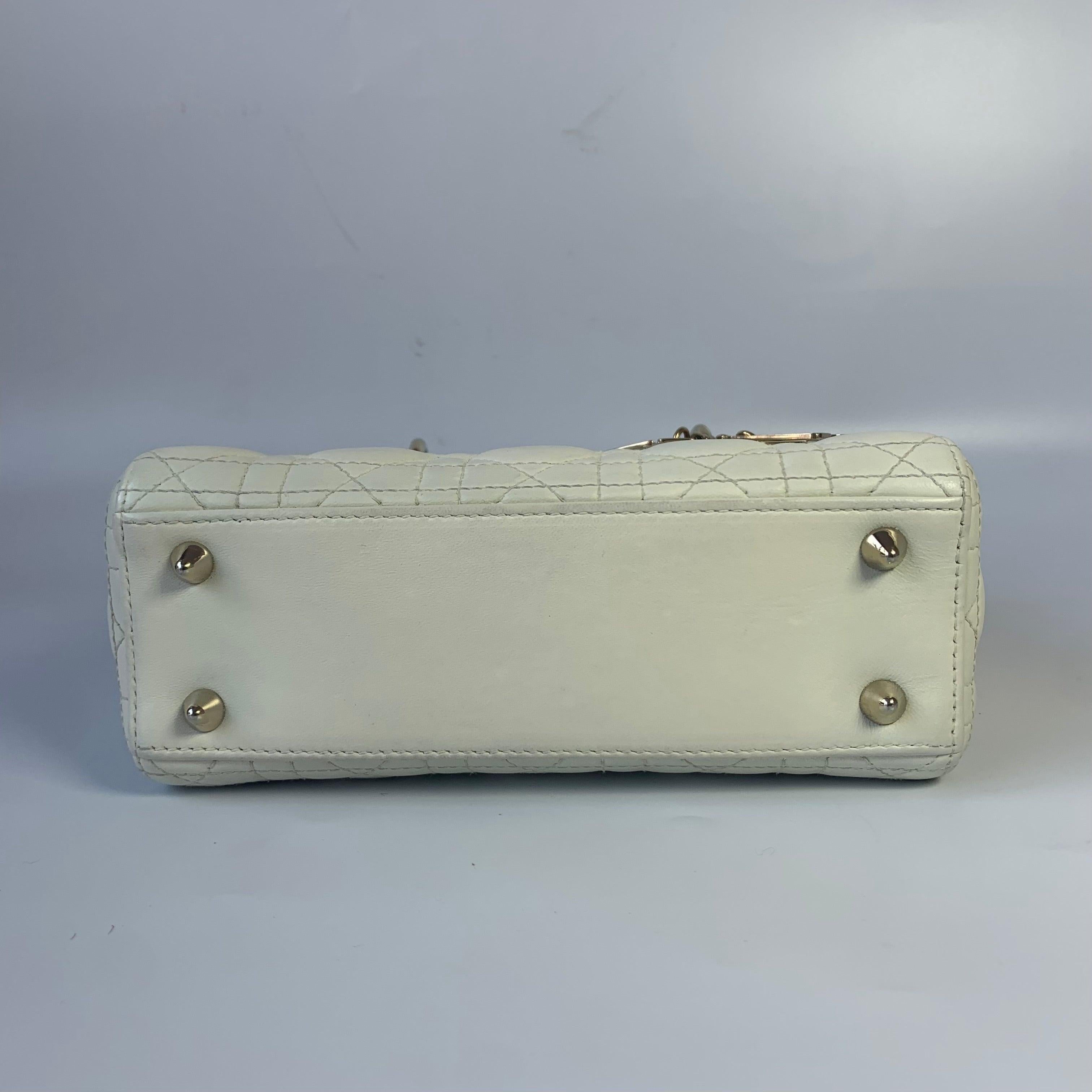 Lady Dior Small My Abcdior White Ecru Lambskin Cannage Leather 12