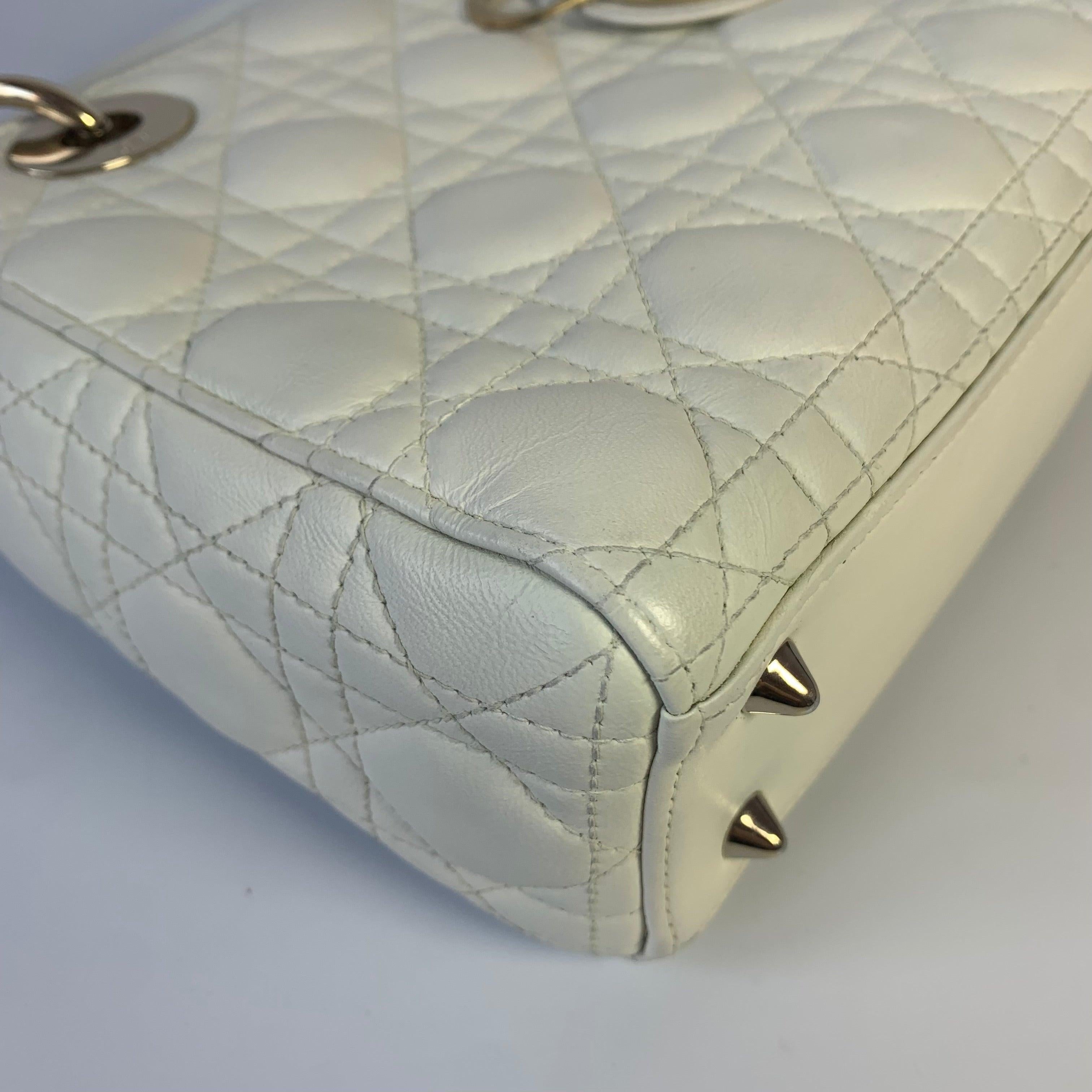 Lady Dior Small My Abcdior White Ecru Lambskin Cannage Leather 13
