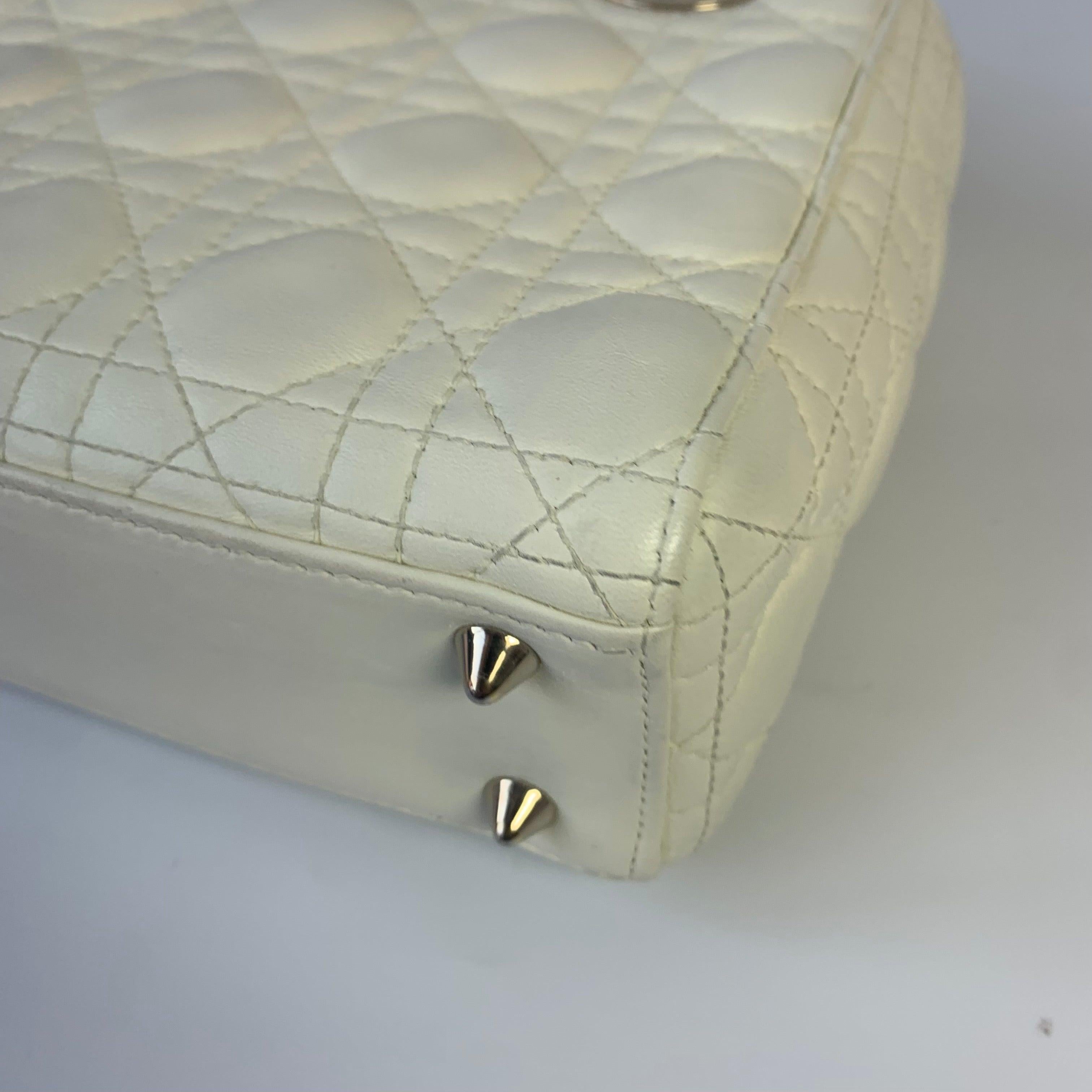 Lady Dior Small My Abcdior White Ecru Lambskin Cannage Leather 14