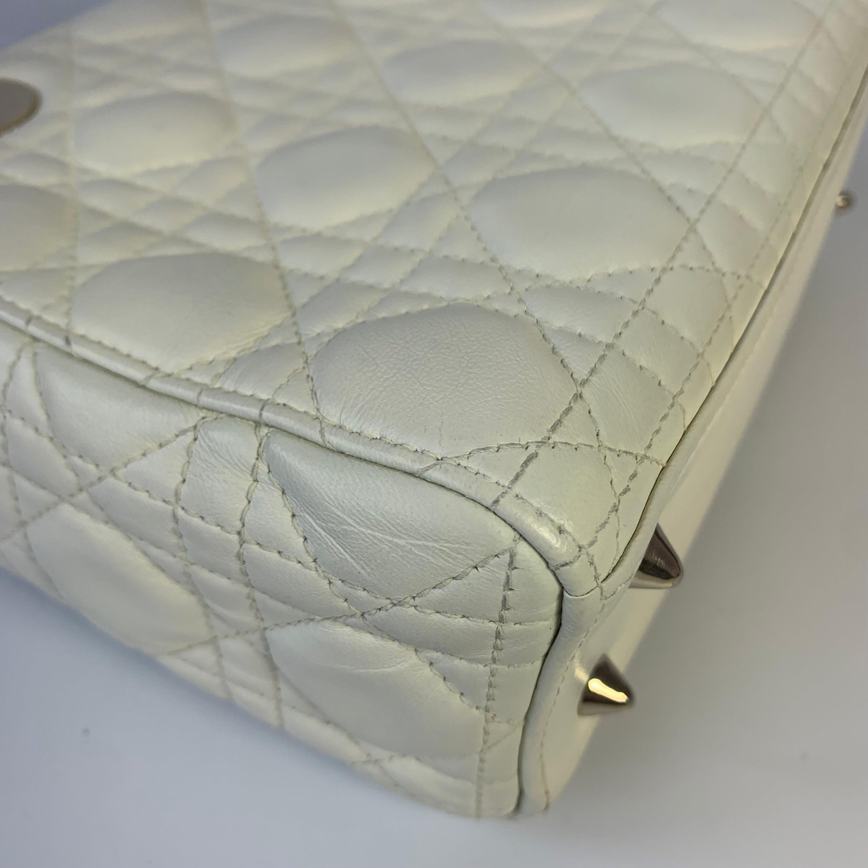 Lady Dior Small My Abcdior White Ecru Lambskin Cannage Leather 15