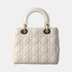 Lady Dior Small My Abcdior White Ecru Lambskin Cannage Leather