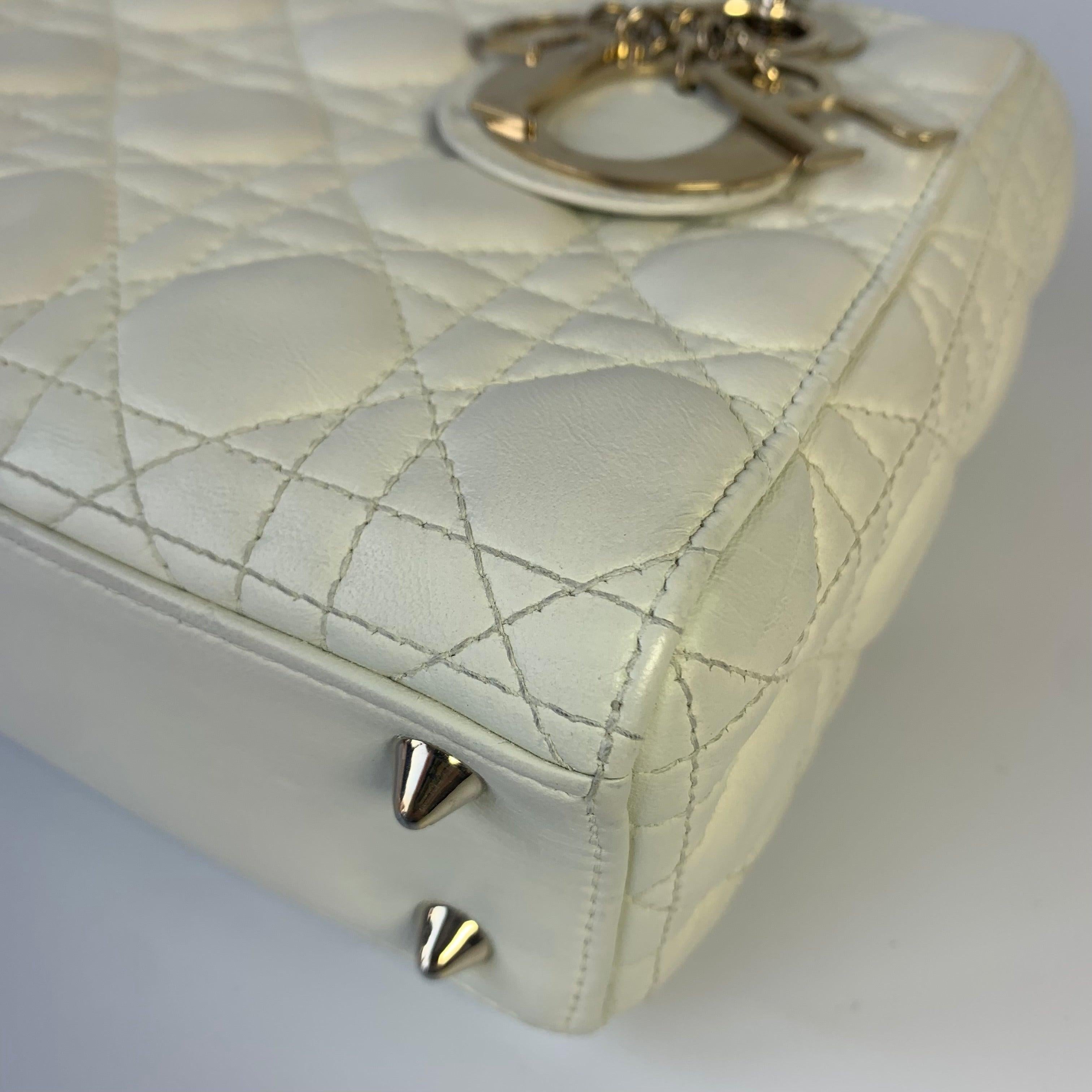 Lady Dior Small My Abcdior White Ecru Lambskin Cannage Leather 16