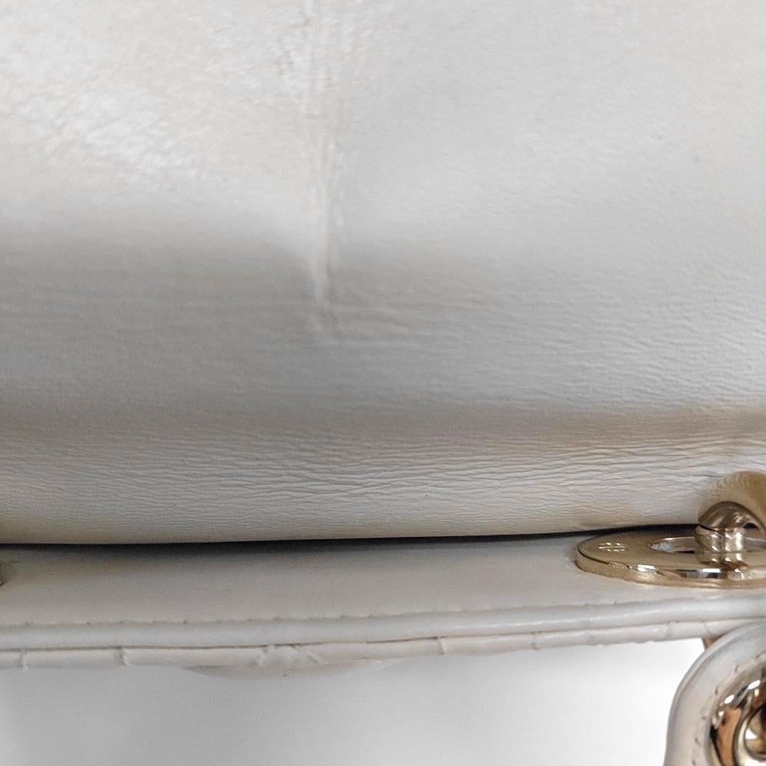 Lady Dior Small My Abcdior White Ecru Lambskin Cannage Leather In Good Condition In AUBERVILLIERS, FR