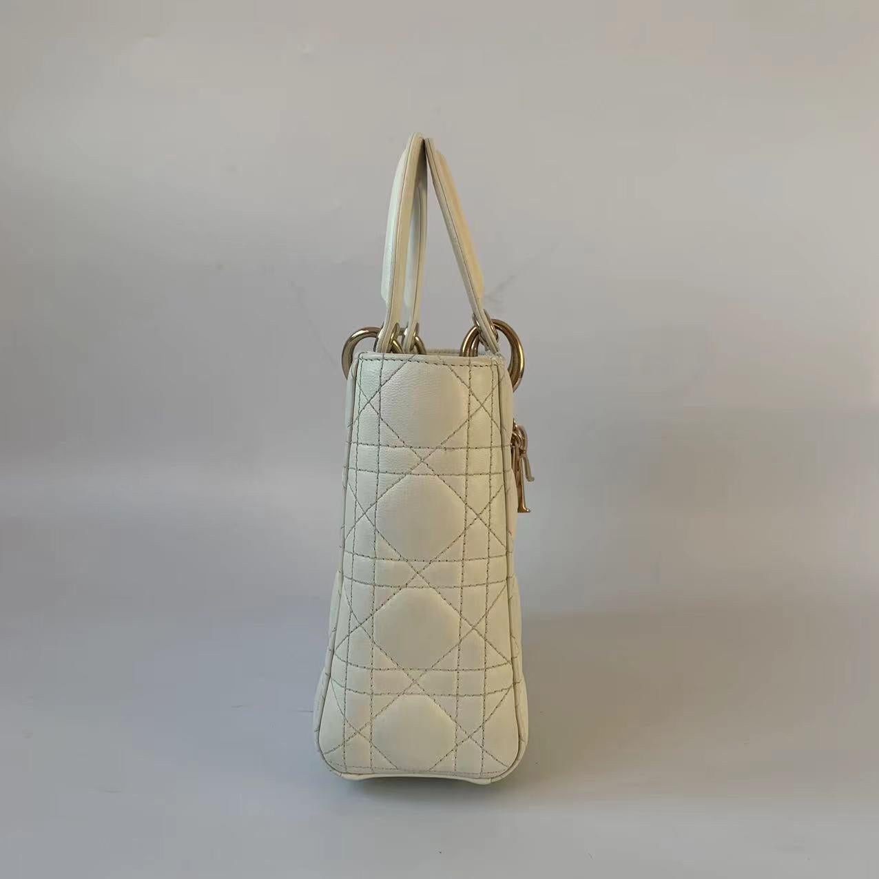 Lady Dior Small My Abcdior White Ecru Lambskin Cannage Leather 1