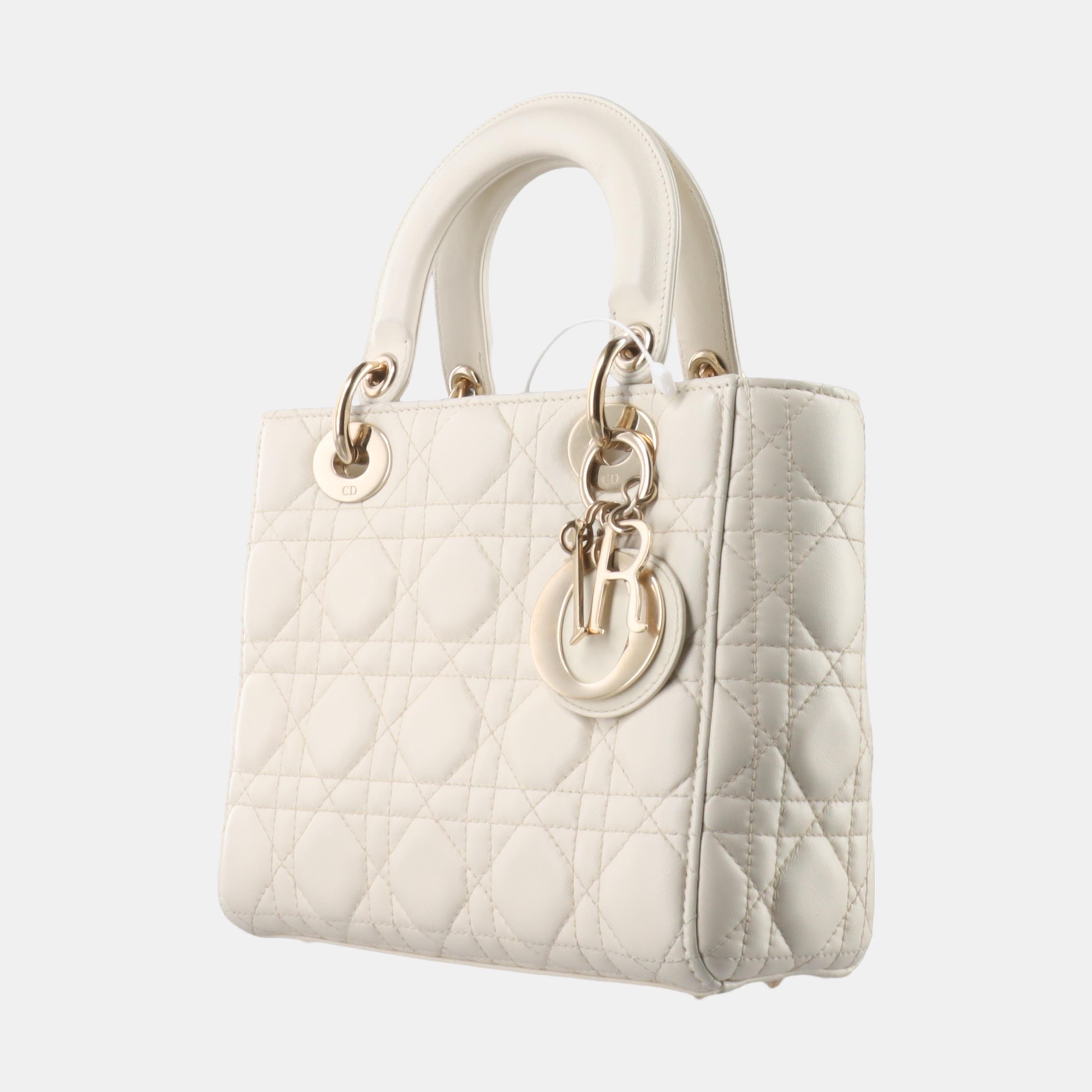 Lady Dior Small My Abcdior White Ecru Lambskin Cannage Leather 1