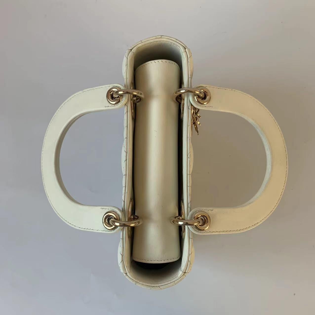 Lady Dior Small My Abcdior White Ecru Lambskin Cannage Leather 2