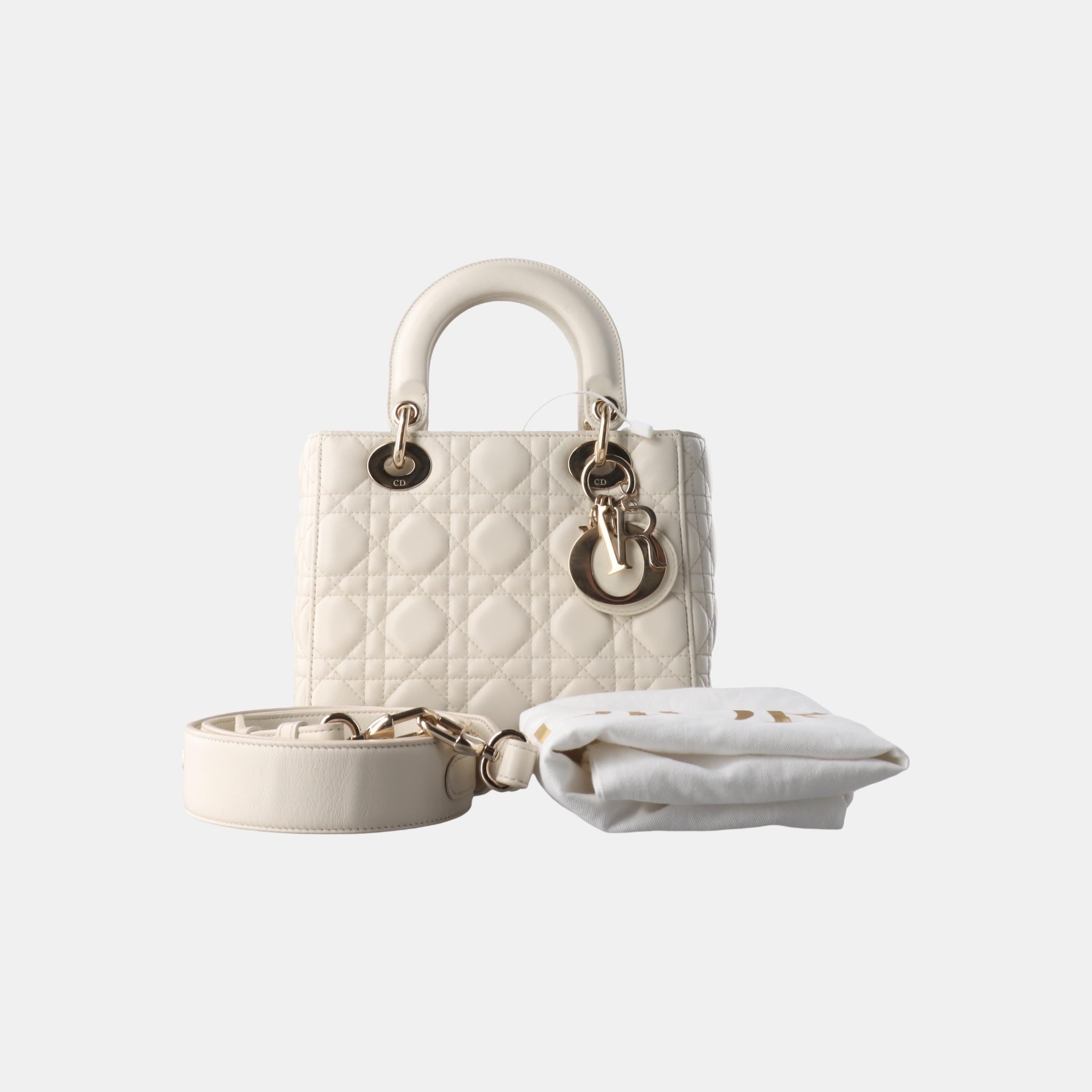 Lady Dior Small My Abcdior White Ecru Lambskin Cannage Leather 2