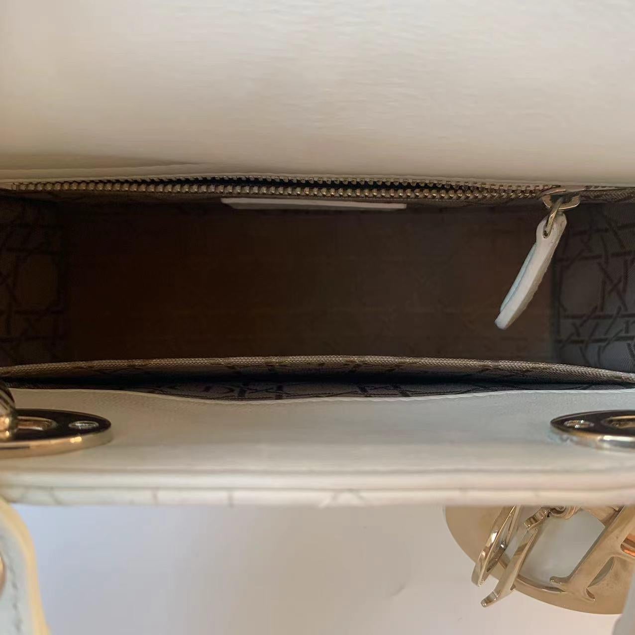 Lady Dior Small My Abcdior White Ecru Lambskin Cannage Leather 3