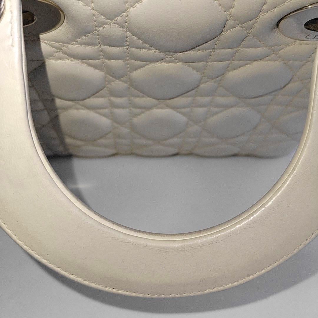 Lady Dior Small My Abcdior White Ecru Lambskin Cannage Leather 3