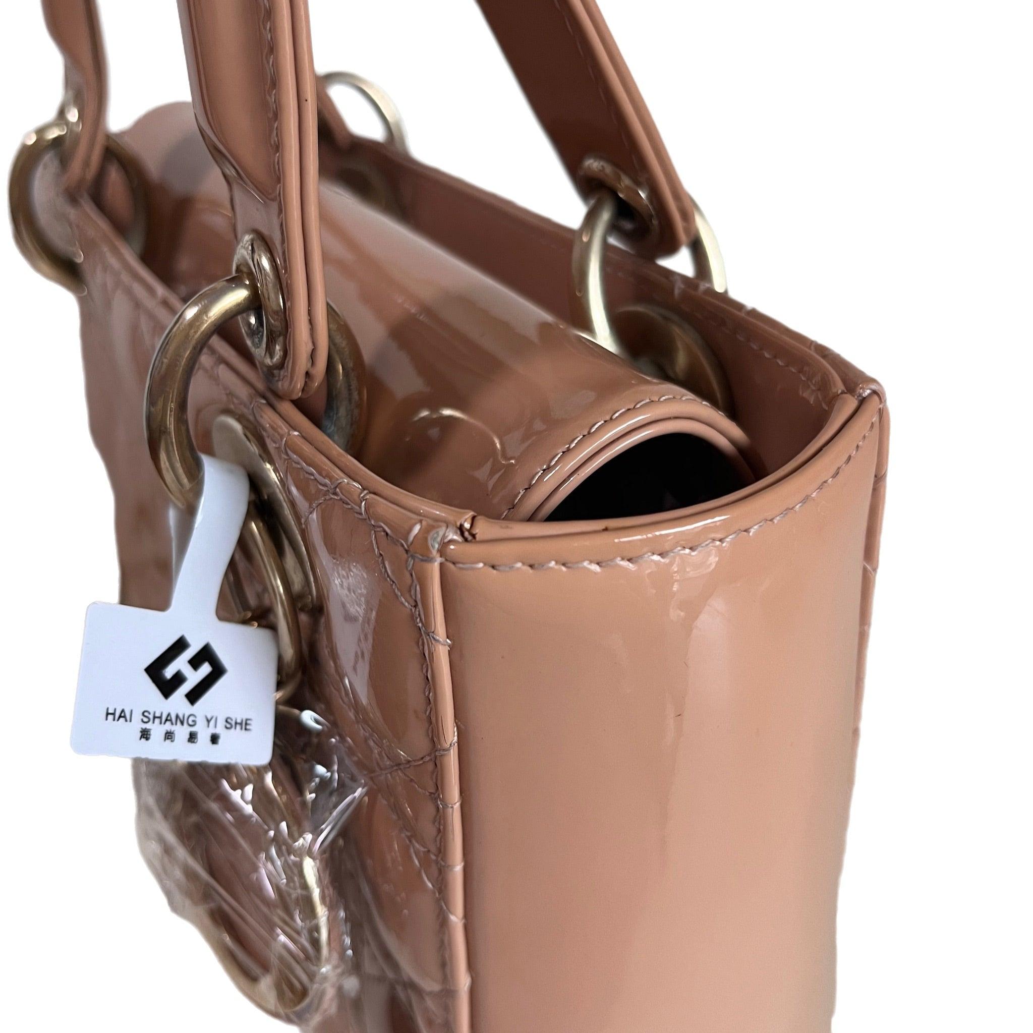 Lady Dior Small Nude Beige Patent Leather with Strap 8