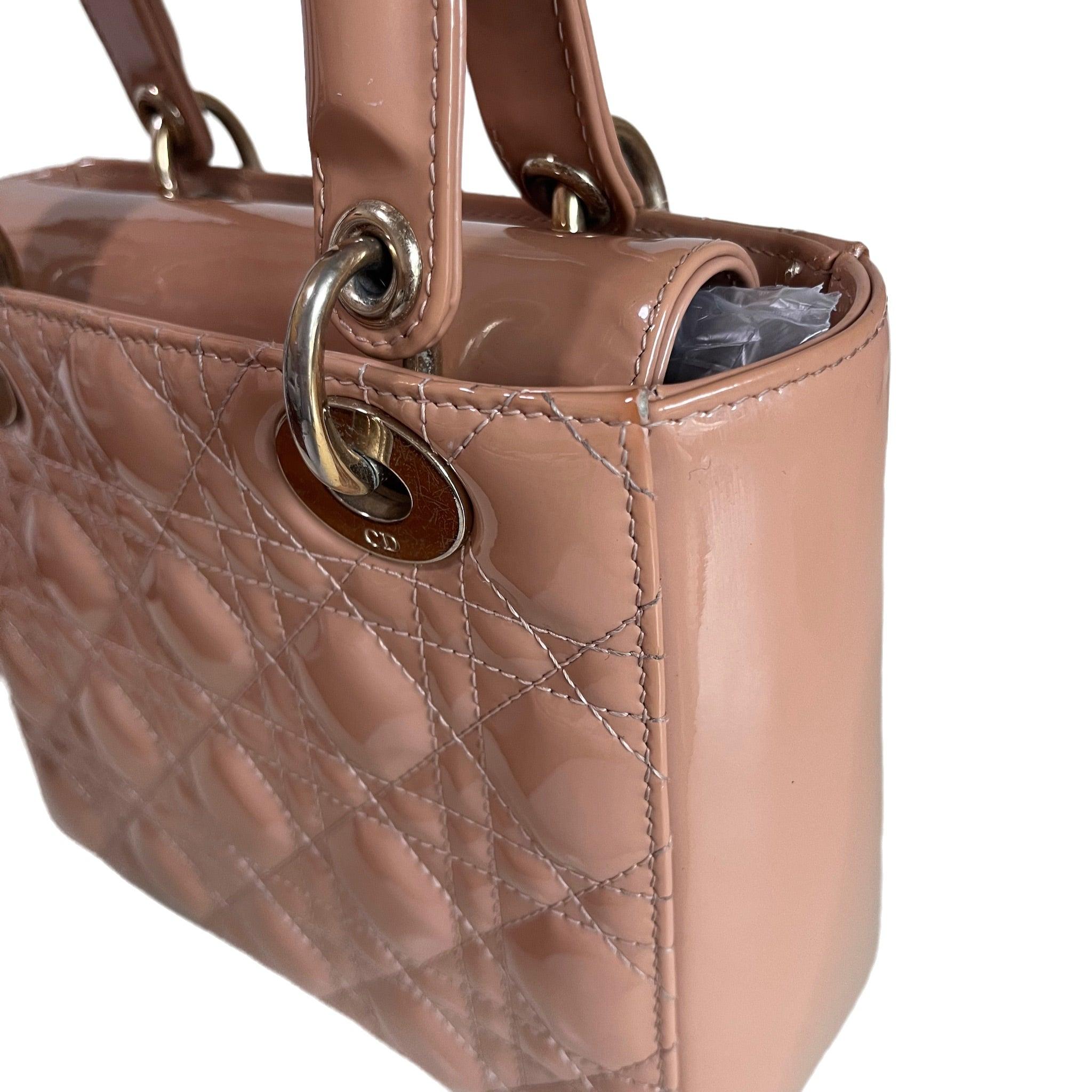 Lady Dior Small Nude Beige Patent Leather with Strap 10