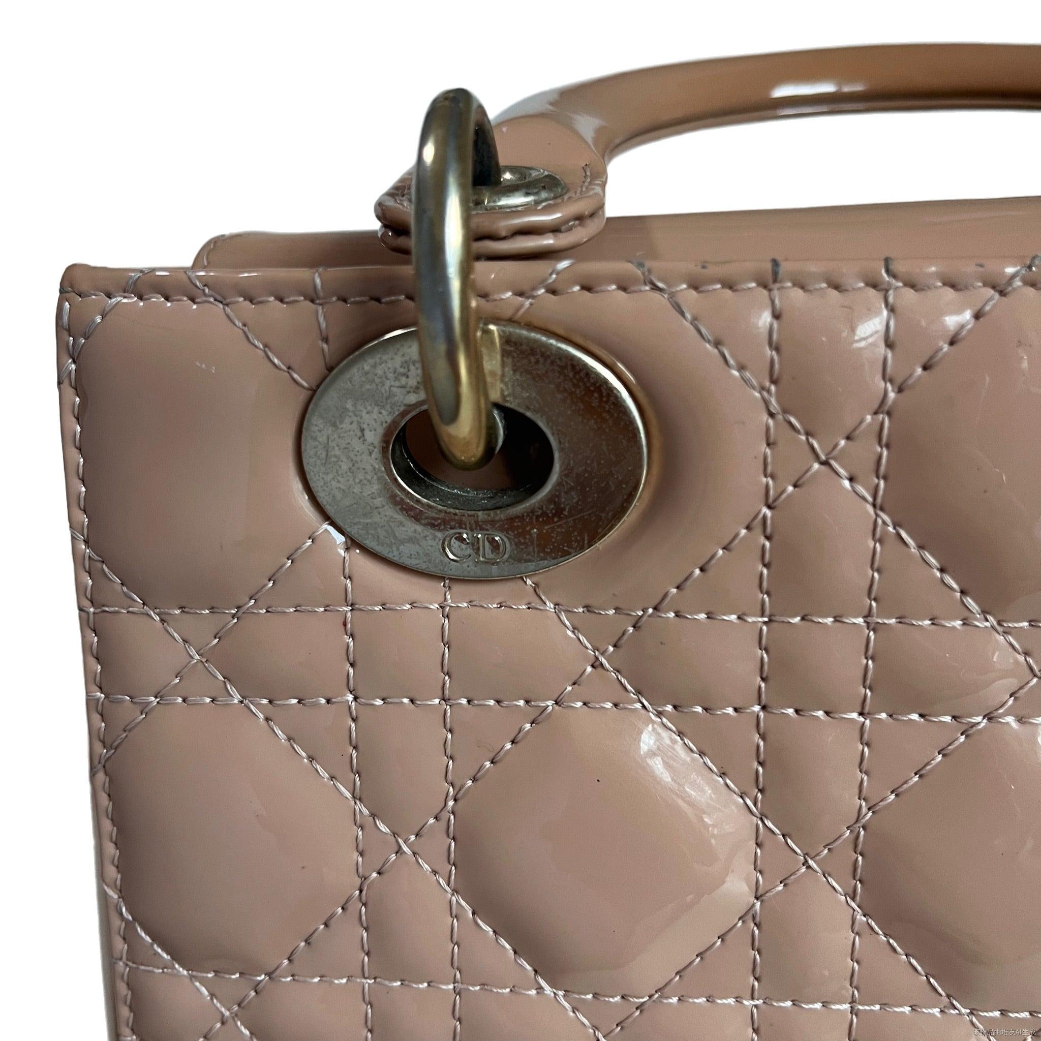 Lady Dior Small Nude Beige Patent Leather with Strap 13