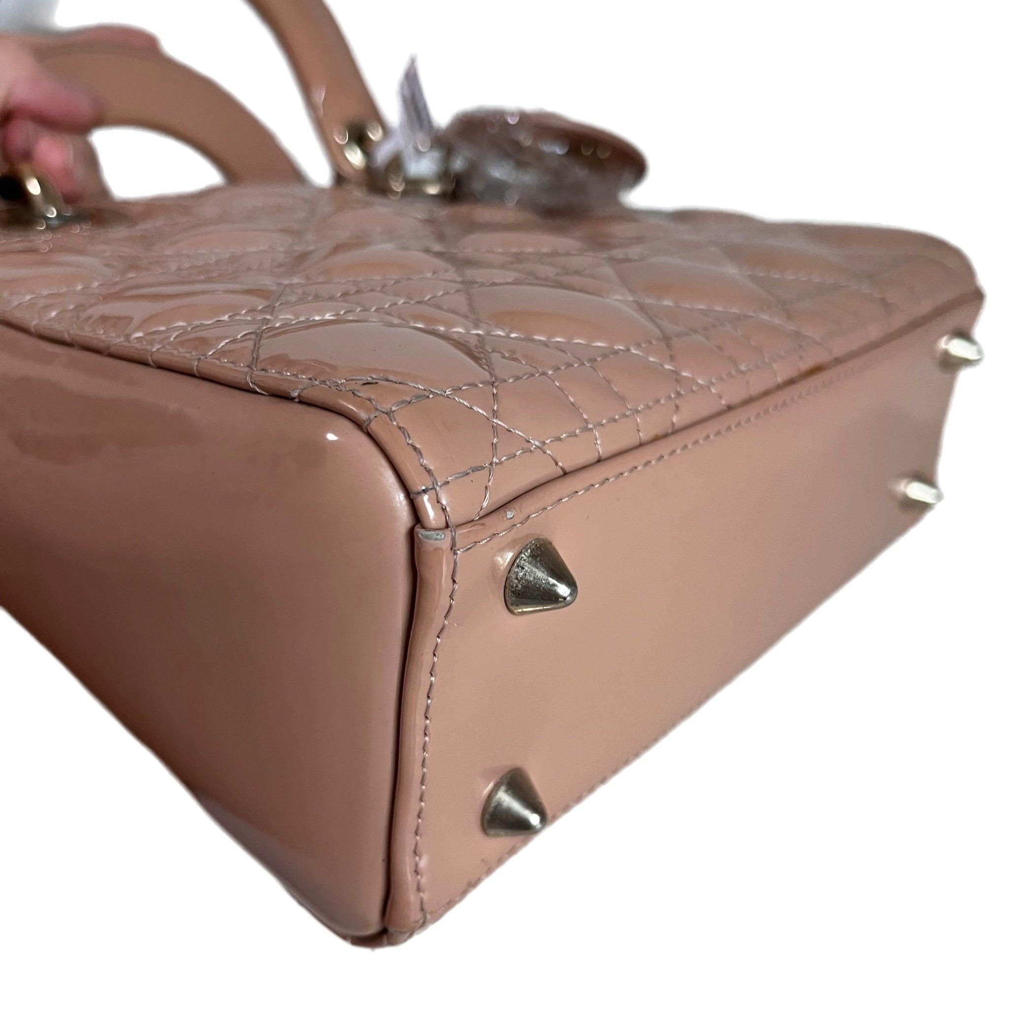 Lady Dior Small Nude Beige Patent Leather with Strap 14