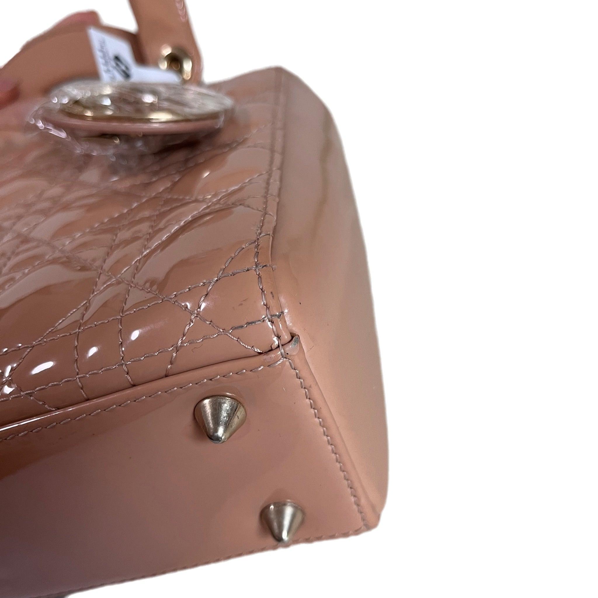 Lady Dior Small Nude Beige Patent Leather with Strap 15