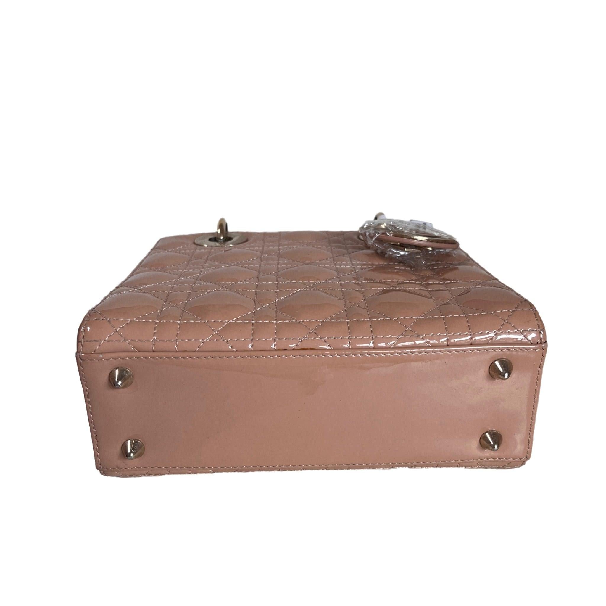 Lady Dior Small Nude Beige Patent Leather with Strap 2