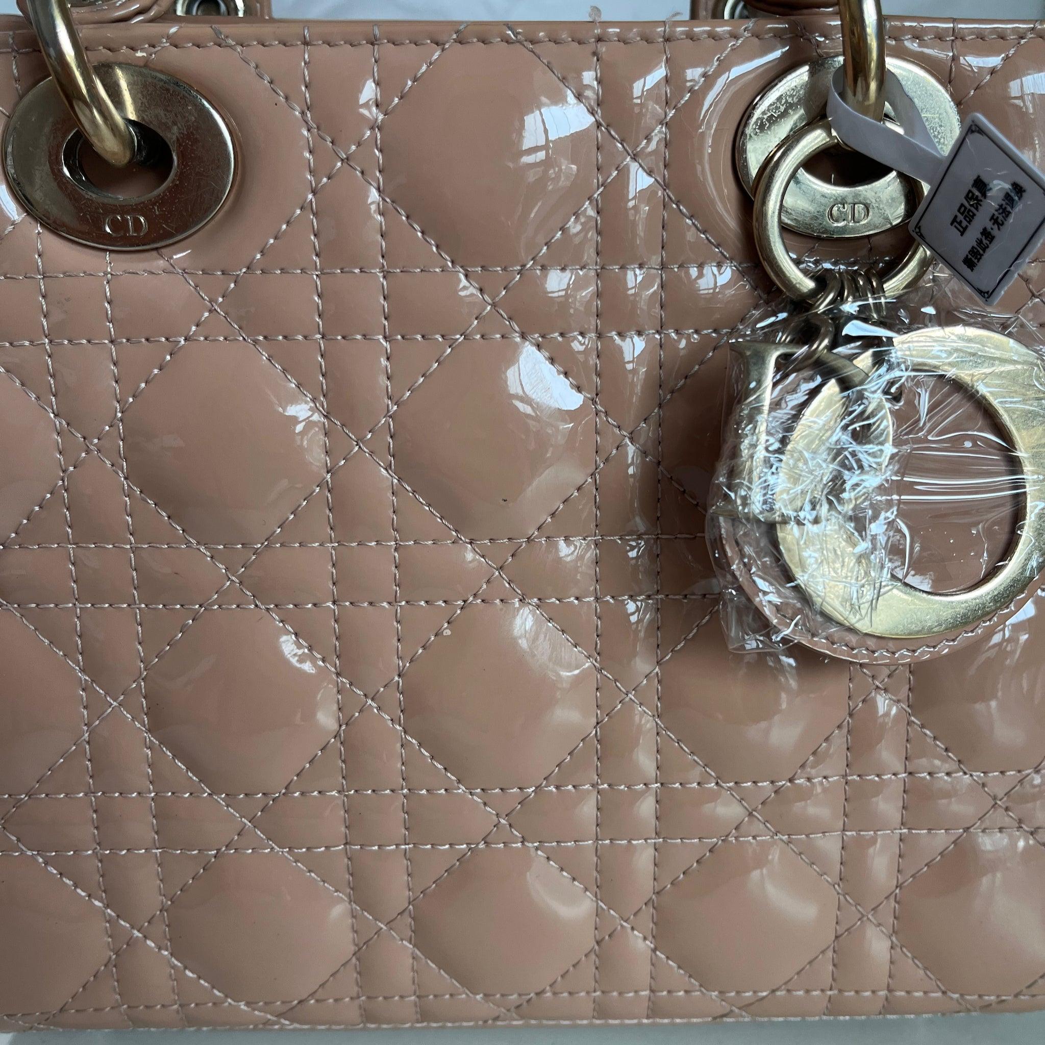 Lady Dior Small Nude Beige Patent Leather with Strap 5